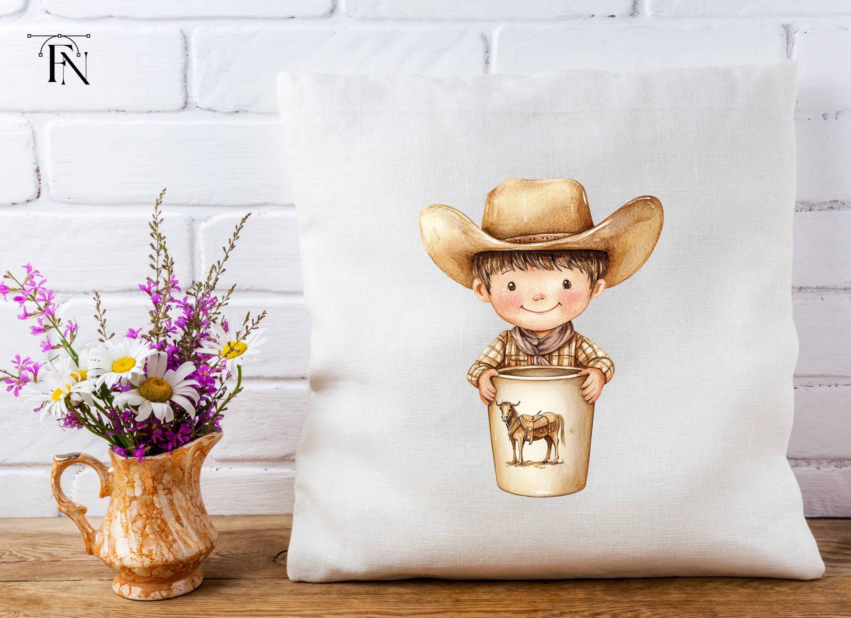 Cute Cowboy Kid with Horse Clipart Bundle - Image 5
