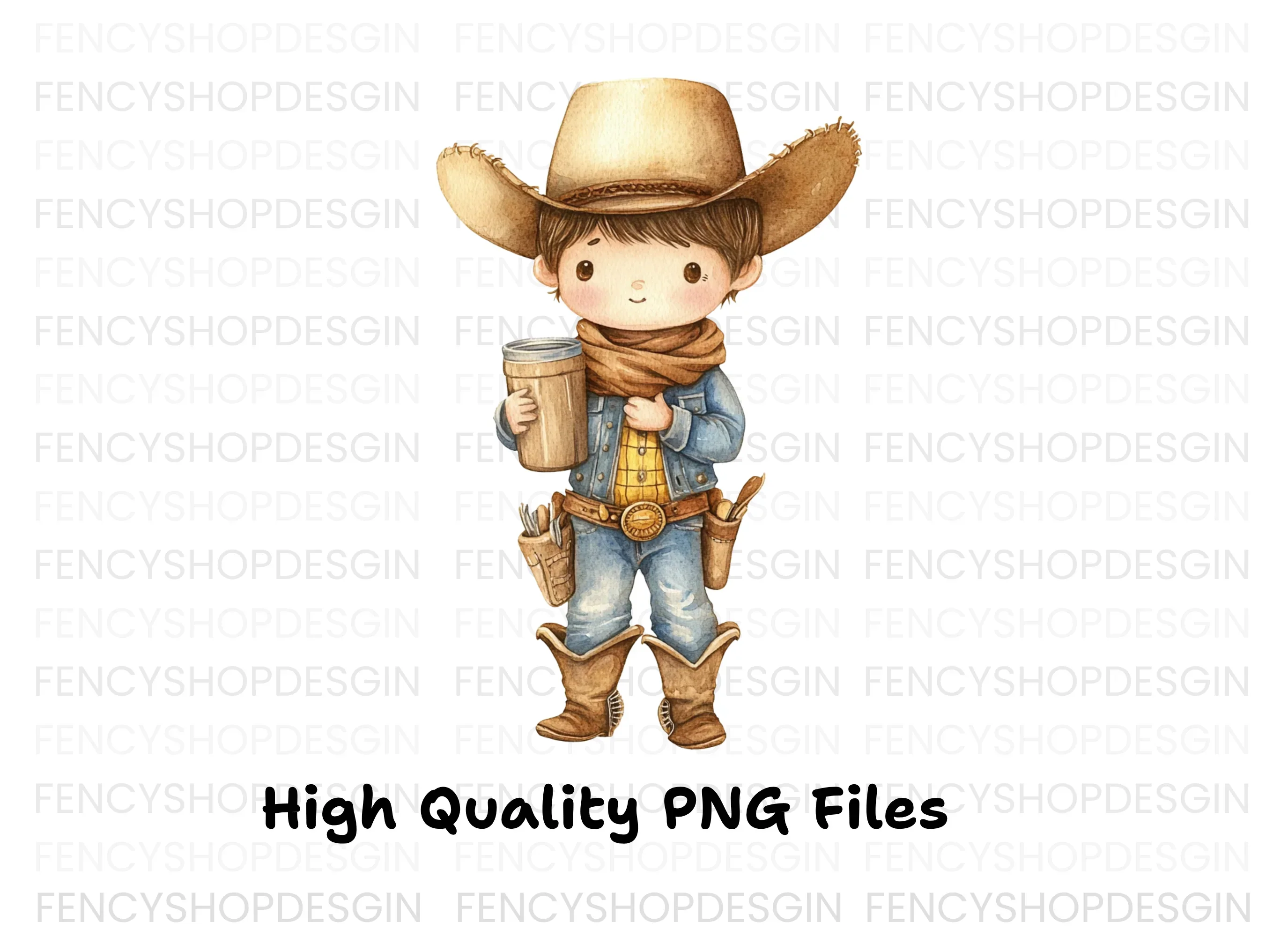 Cute Cowboy Kids Clipart Bundle - Image 2