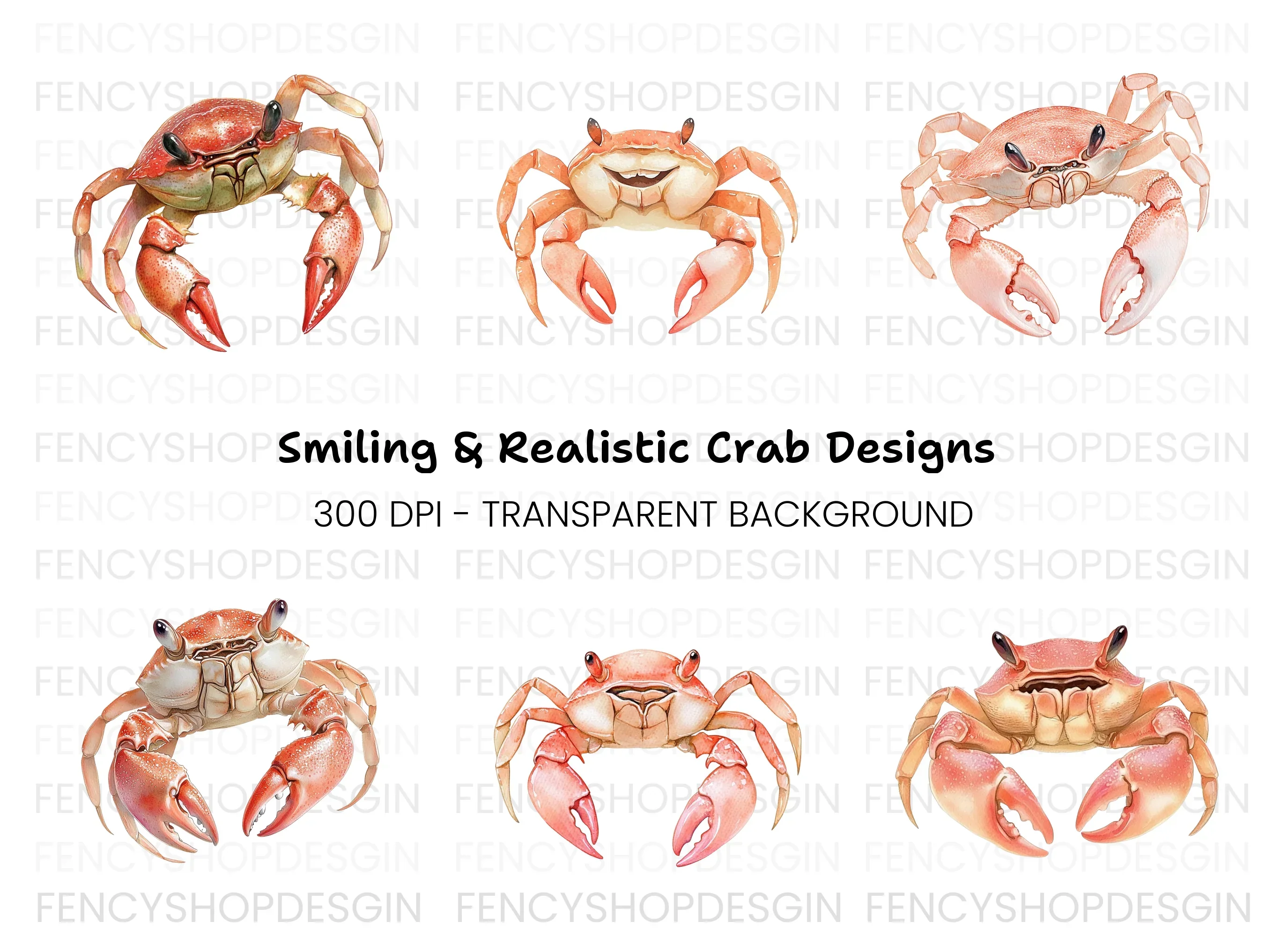 Cute Crab Clipart Bundle