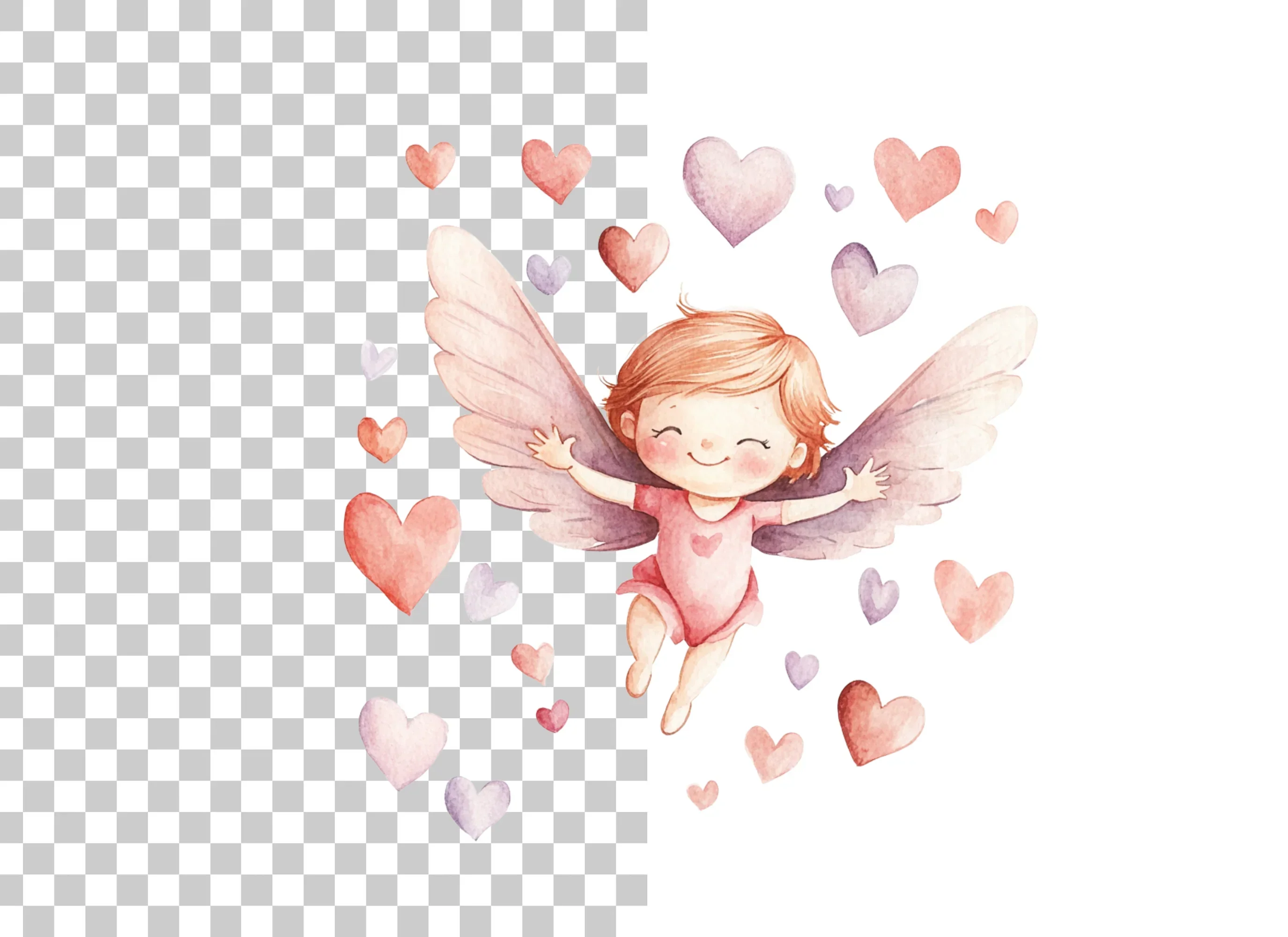 Cute Cupid Angels with Hearts Clipart Bundle - Image 2