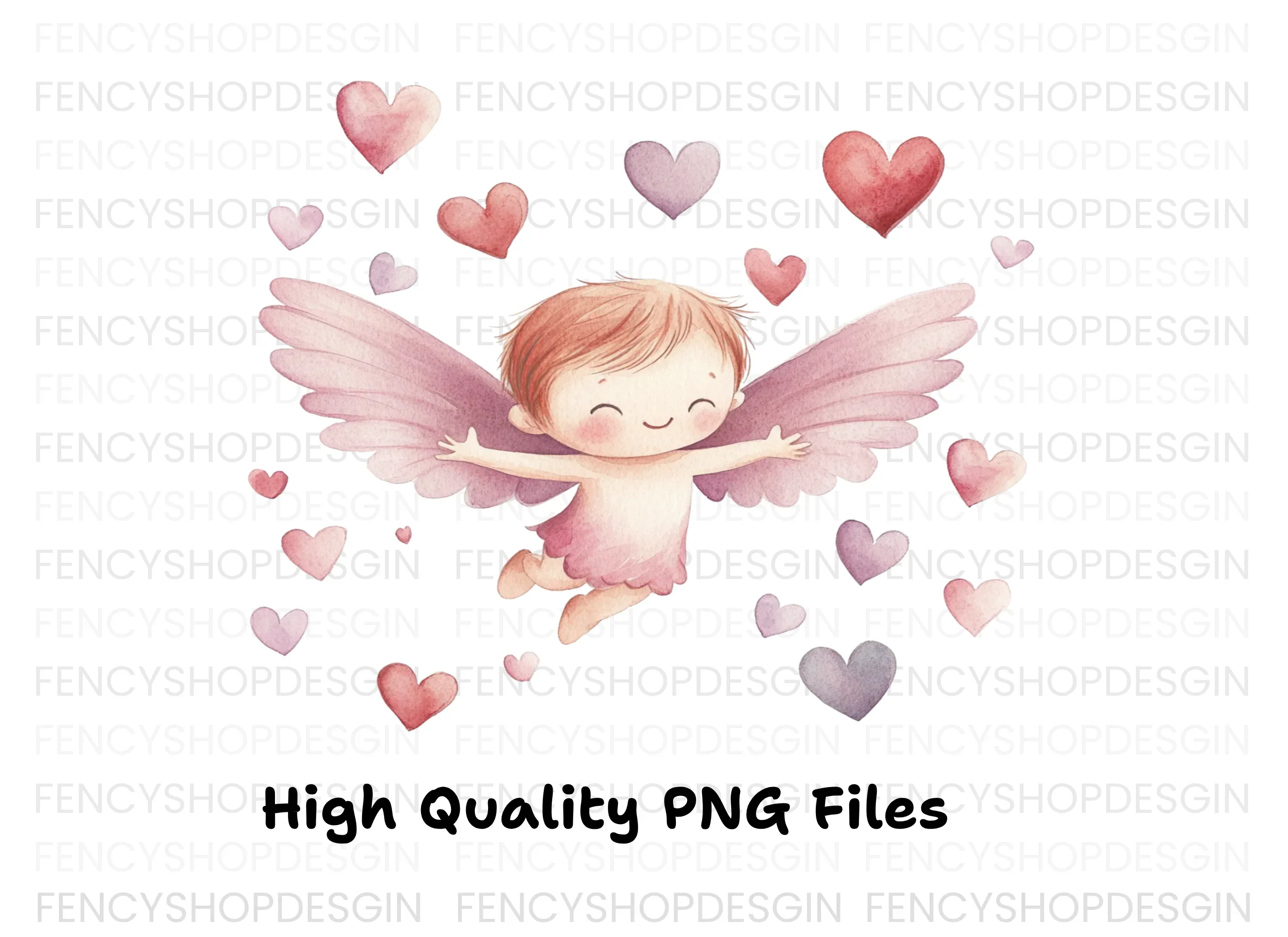 Cute Cupid Angels with Hearts Clipart Bundle - Image 3
