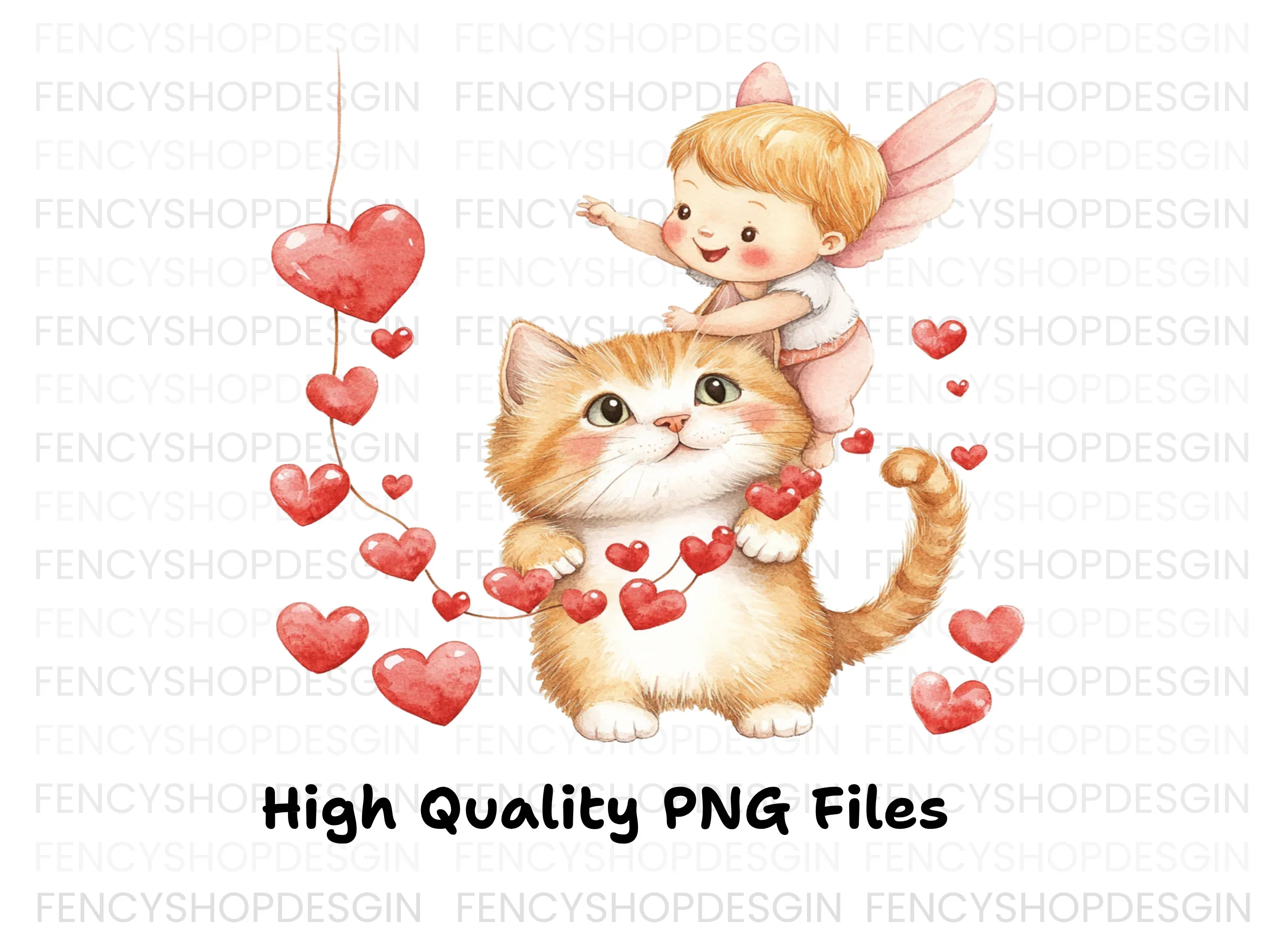 Cute Cupid Cats Valentine's Day Clipart Bundle - Image 3