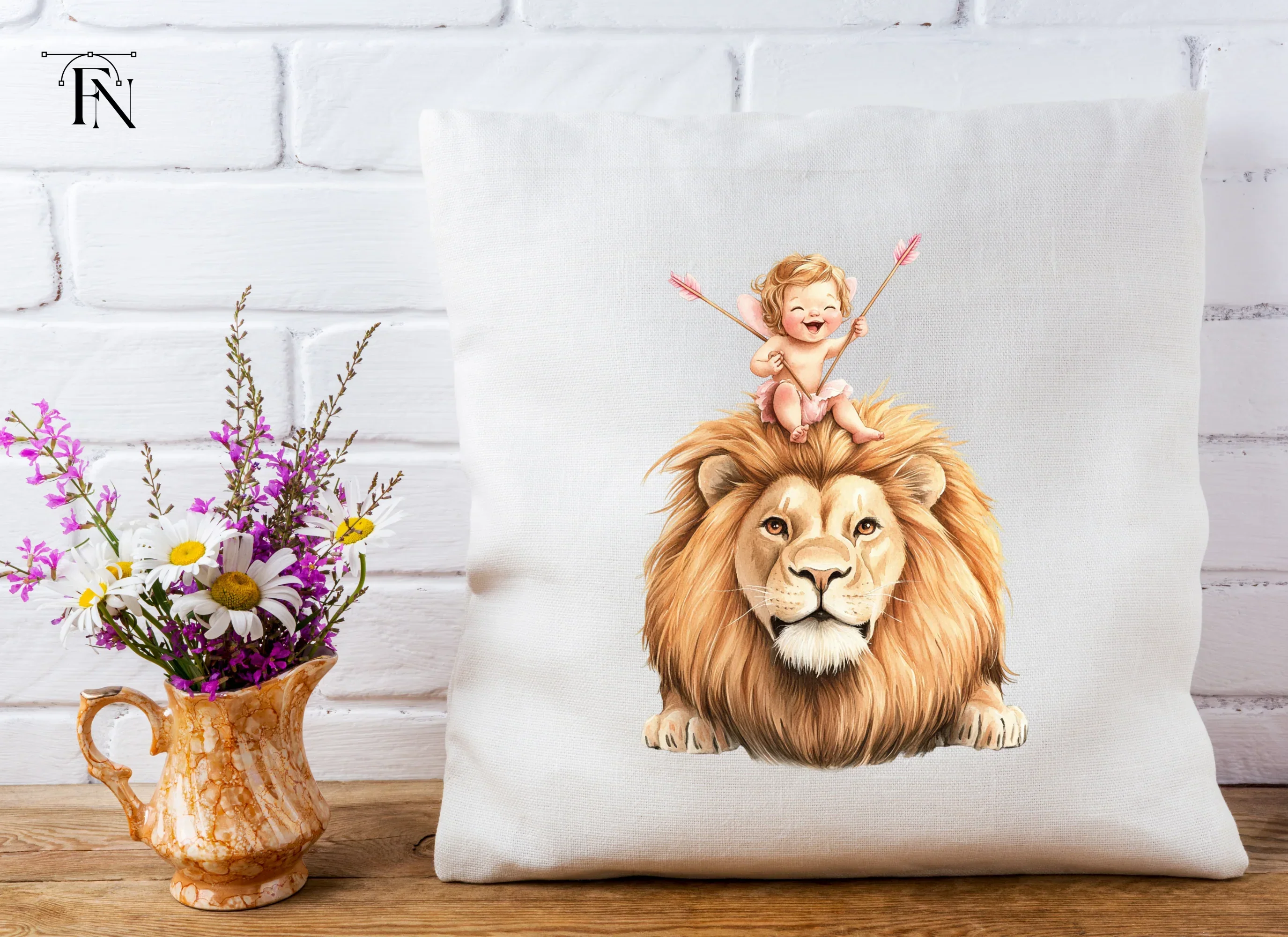 Cute Cupid Riding Lion Clipart Bundle - Image 5