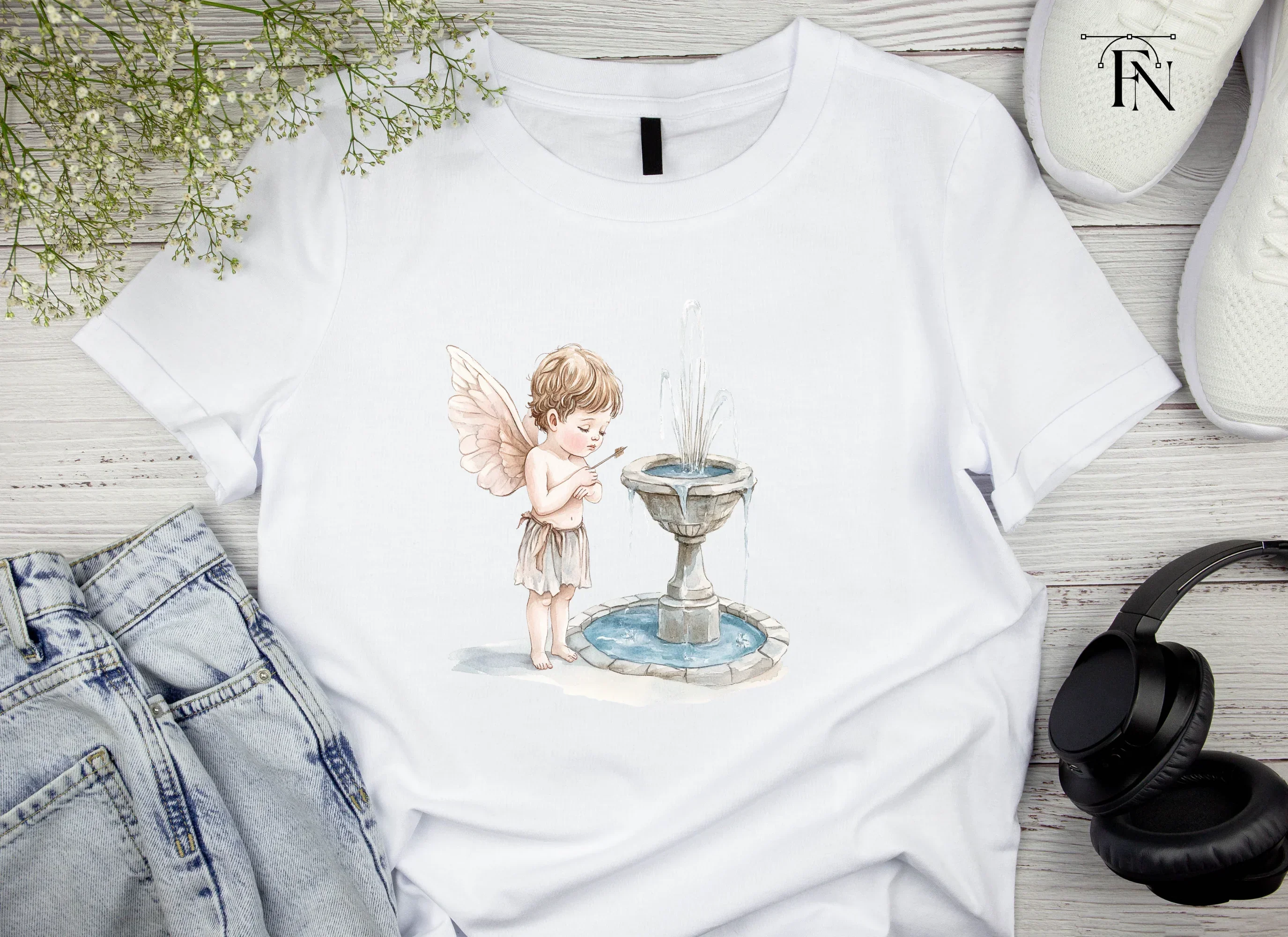 Cute Cupid with Fountain Clipart Bundle - Image 3