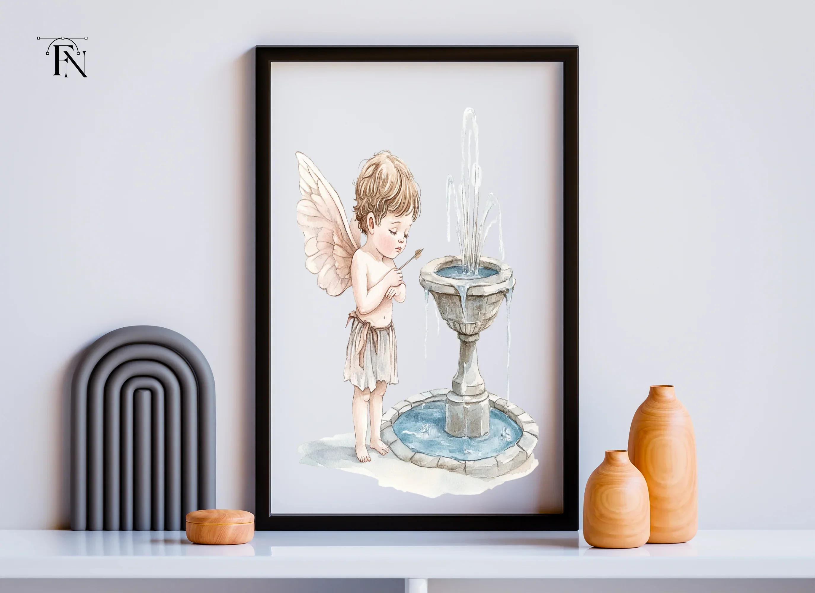 Cute Cupid with Fountain Clipart Bundle - Image 5