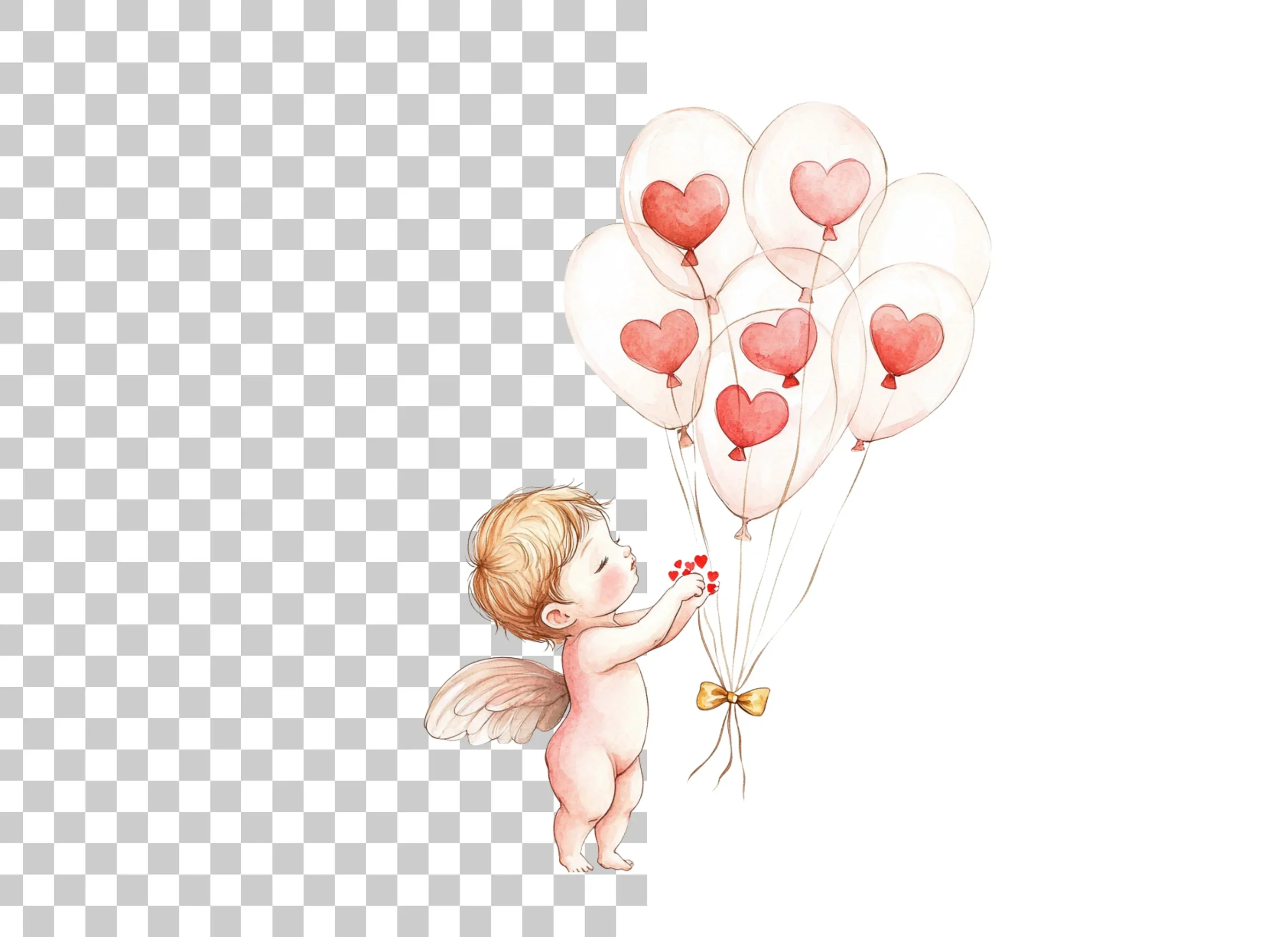 Cute Cupid with Heart Balloons Clipart Bundle - Image 6