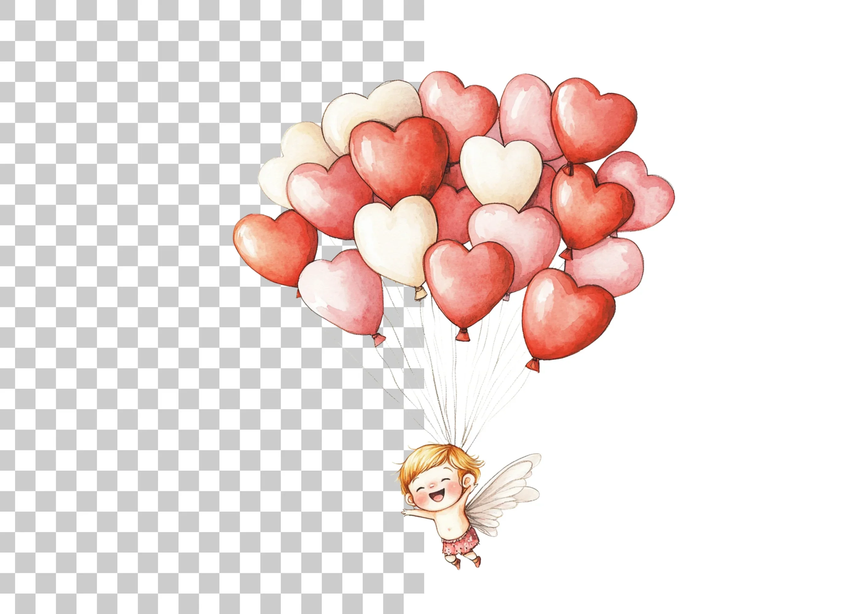 Cute Cupid with Heart Balloons Clipart Bundle - Image 6