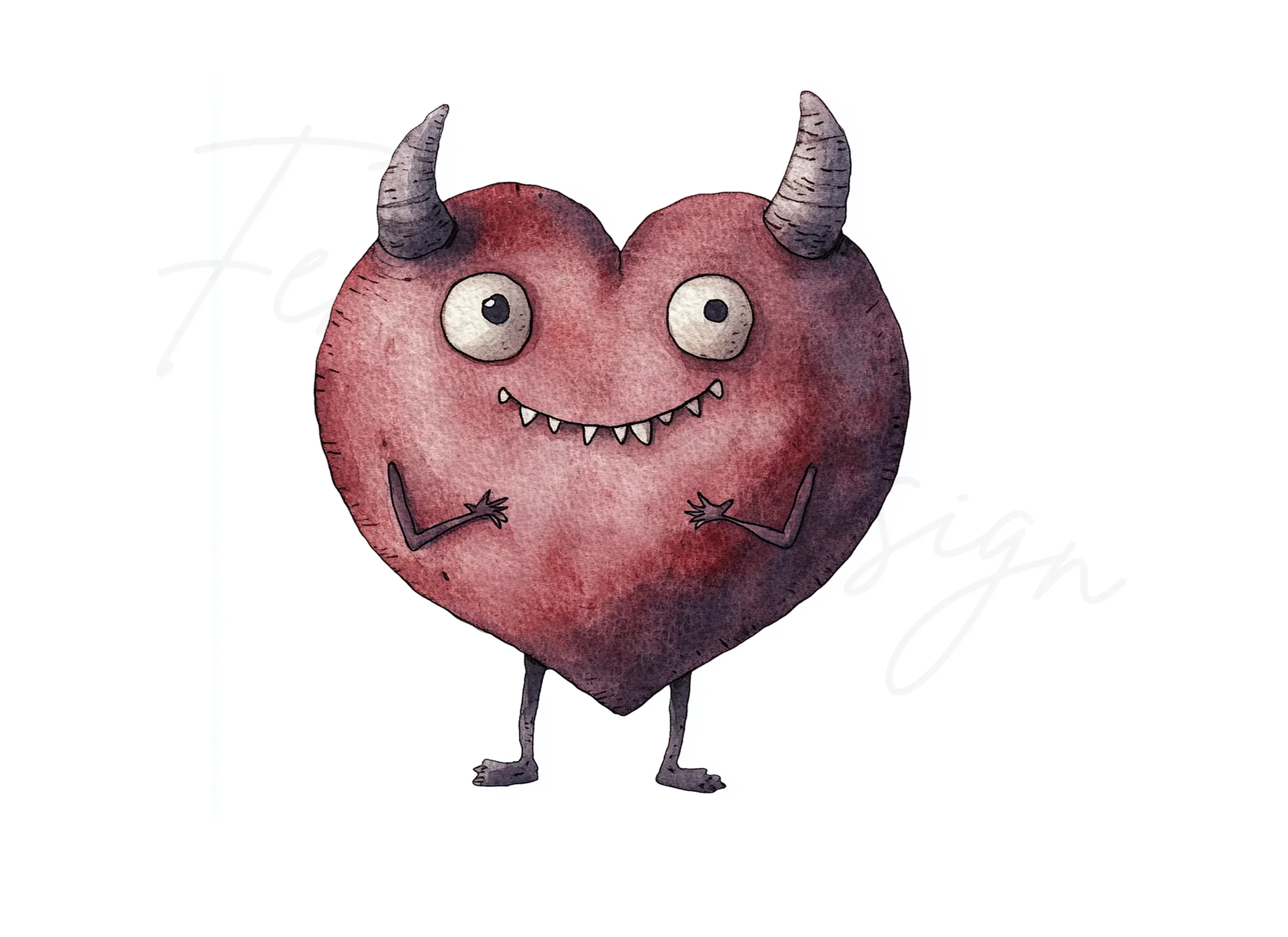 Cute Devil Heart Clipart Bundle - Image 2