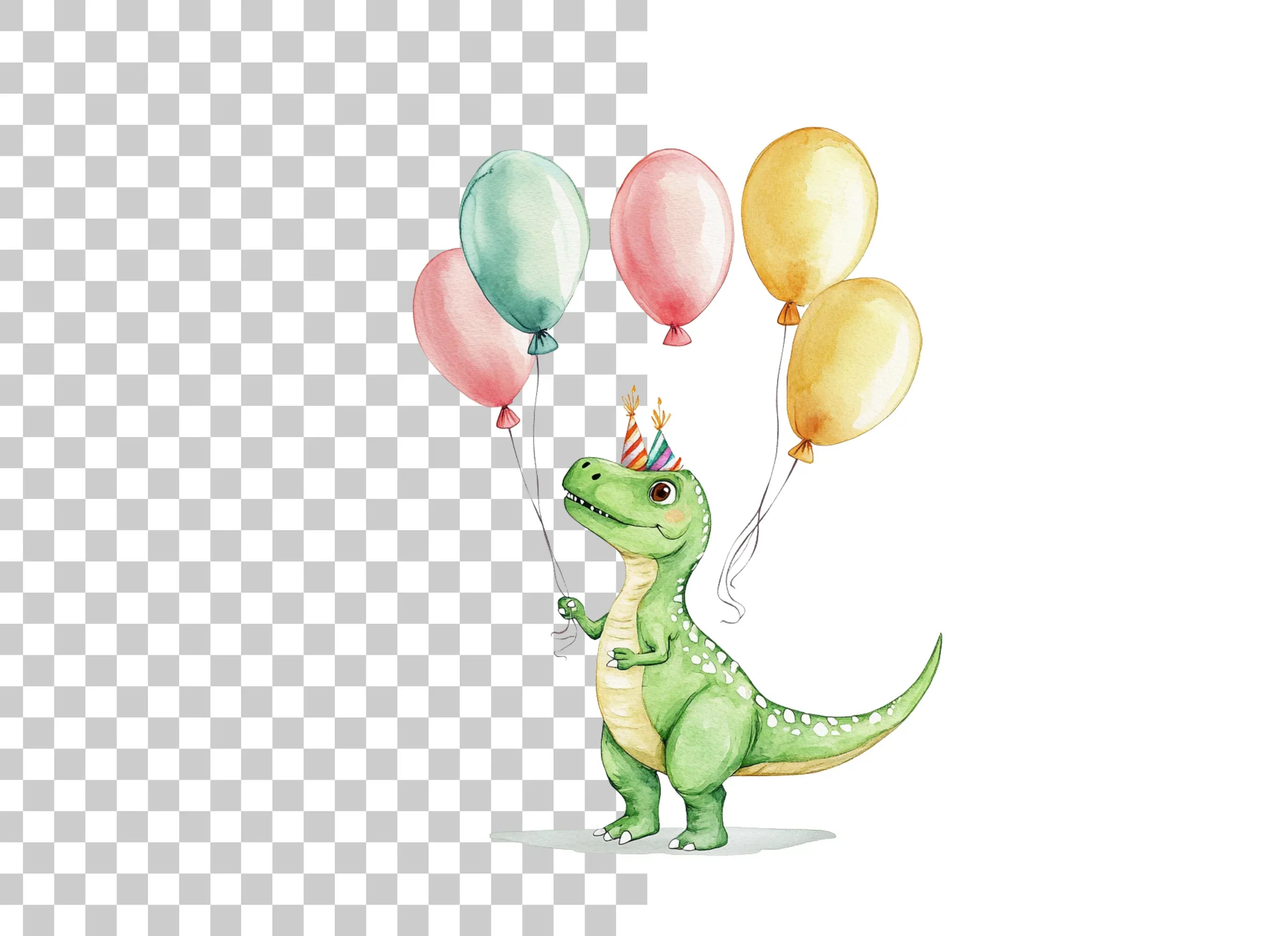Cute Dinosaur Birthday Balloons Clipart Bundle - Image 3