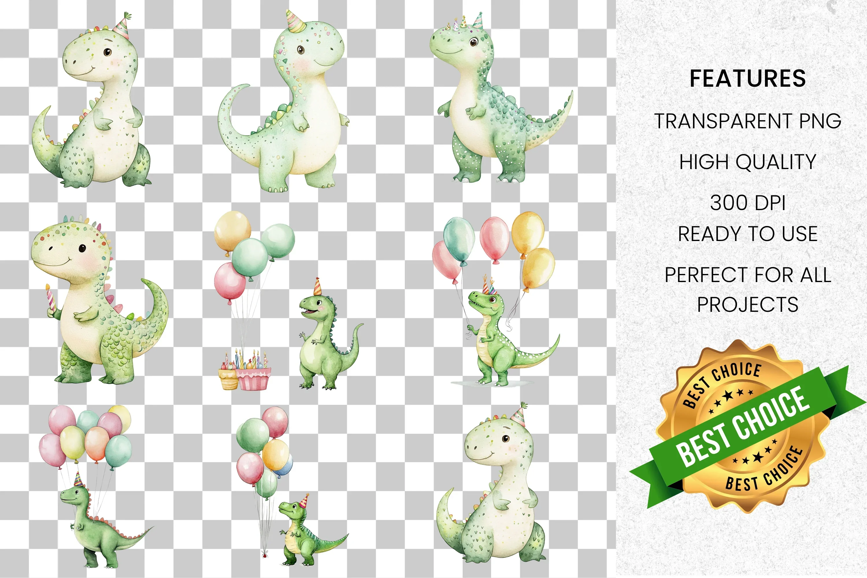 Cute Dinosaur Clipart Bundle - Image 8