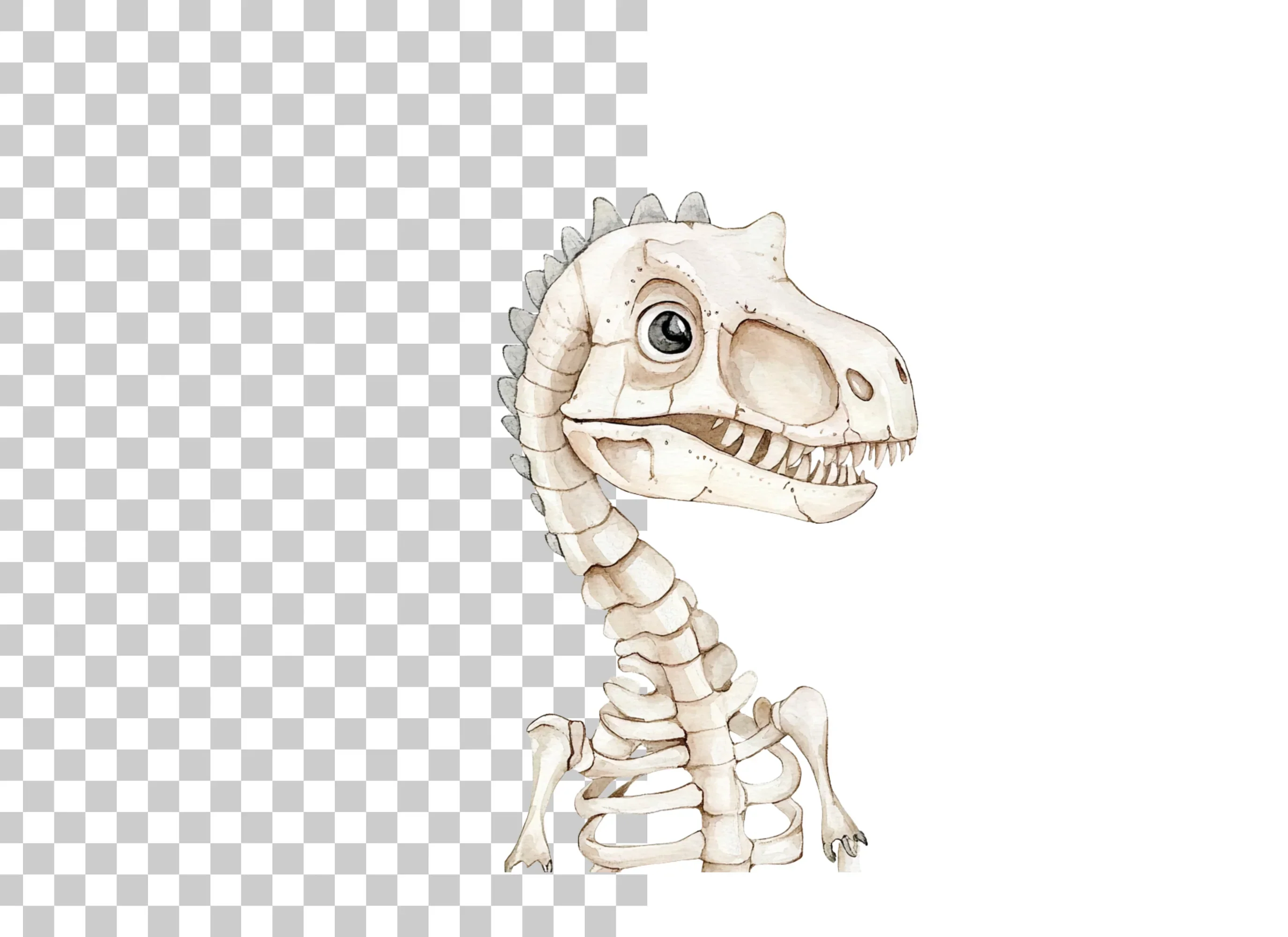 Cute Dinosaur Skeleton Head Clipart Bundle - Image 2