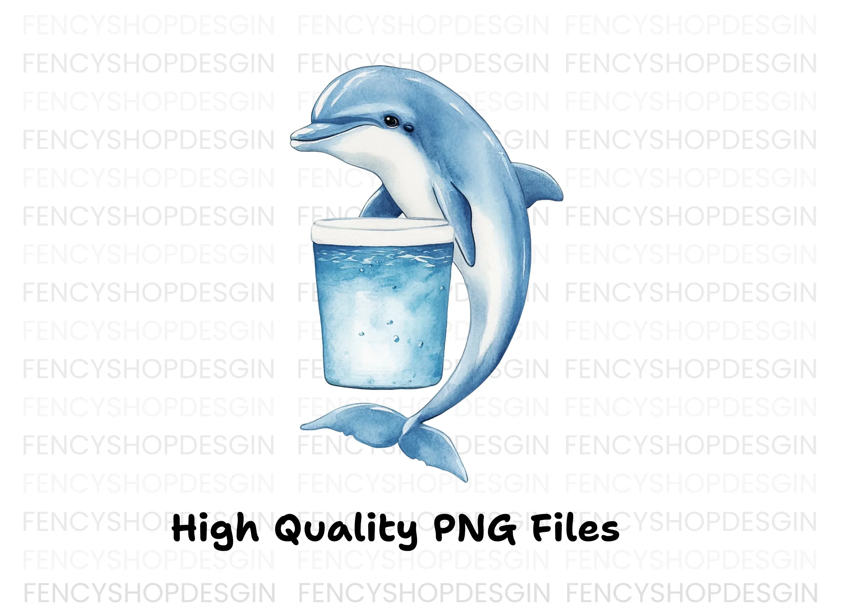 Cute Dolphin Holding Drink Clipart Bundle - Image 2