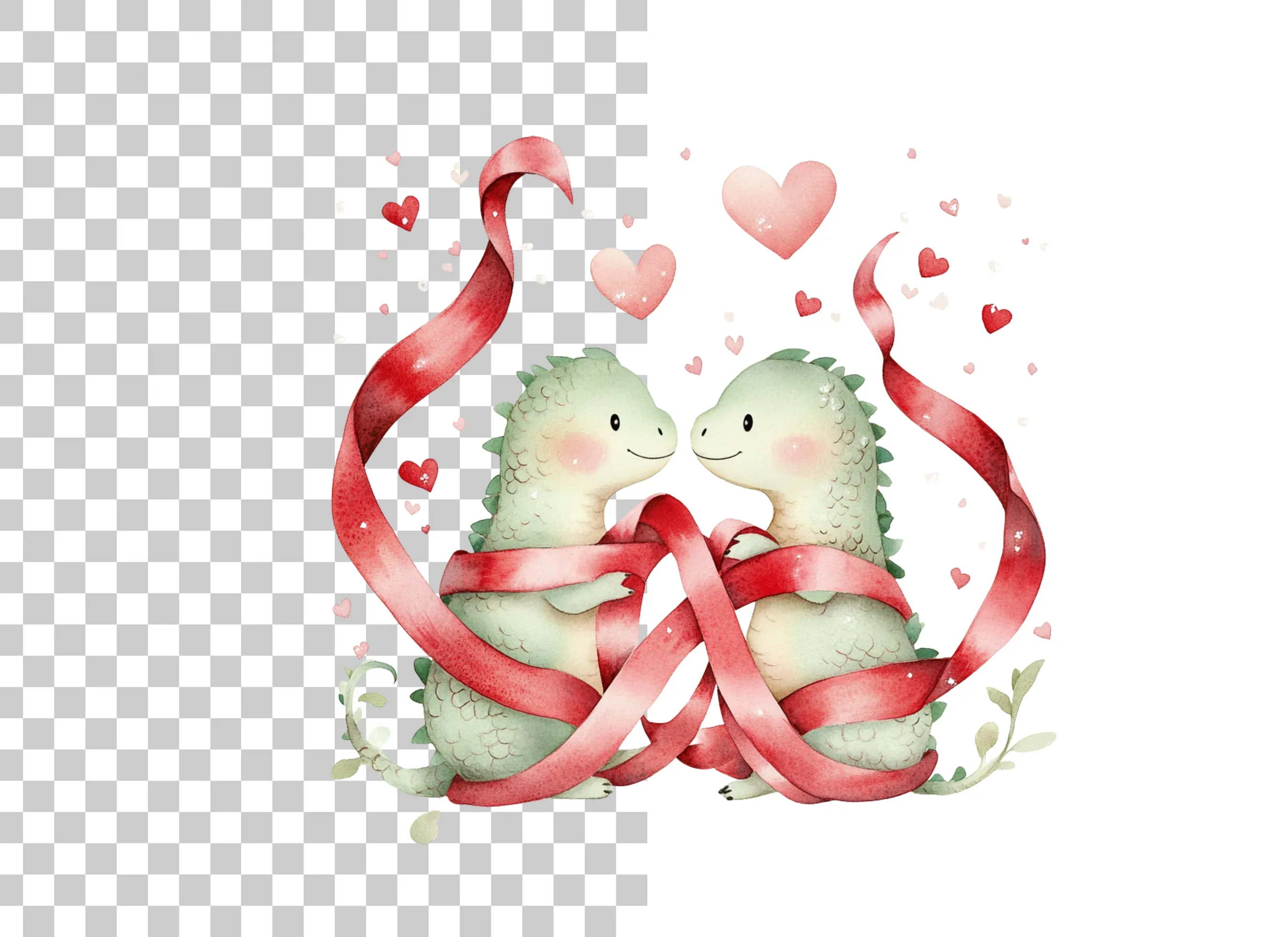 Cute Dragon Couple Valentine Clipart Bundle - Image 2