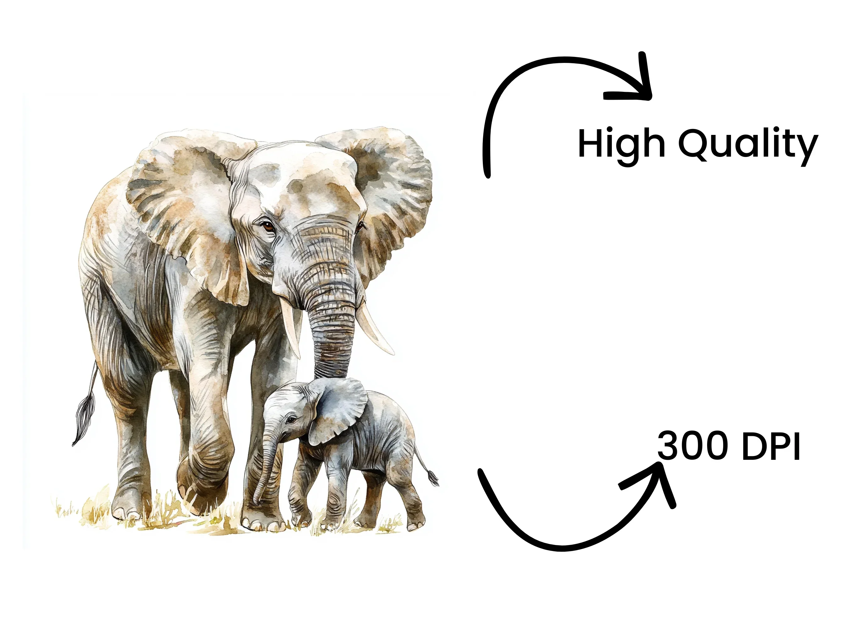 Cute Elephant Family Clipart Bundle - Image 4