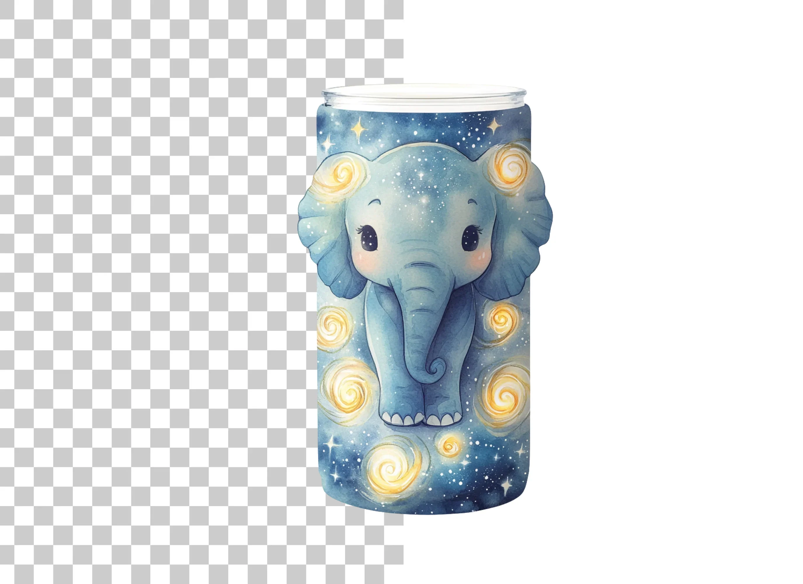 Cute Elephant in Starry Night Clipart Bundle - Image 6