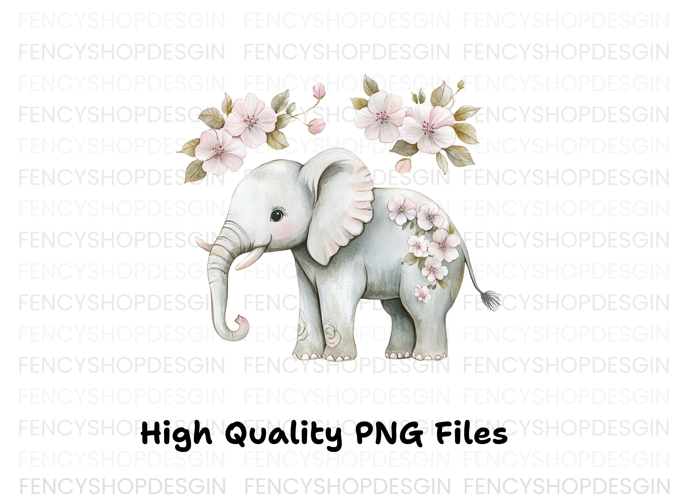 Cute Elephant with Flowers Clipart Bundle - Image 2