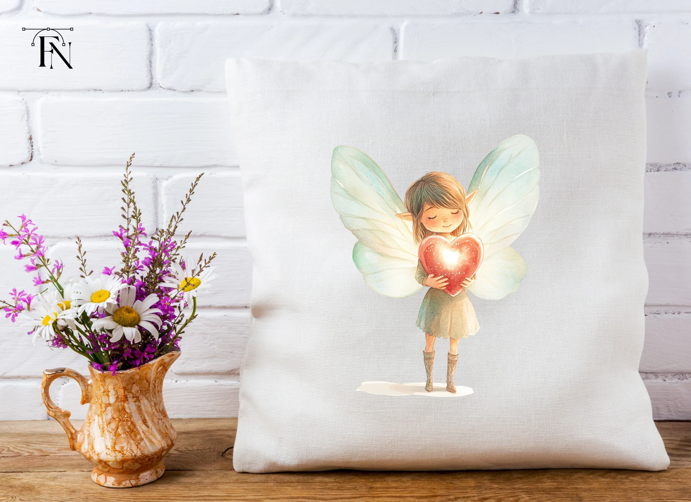 Cute Fairies with Glowing Hearts Clipart Bundle - Image 3