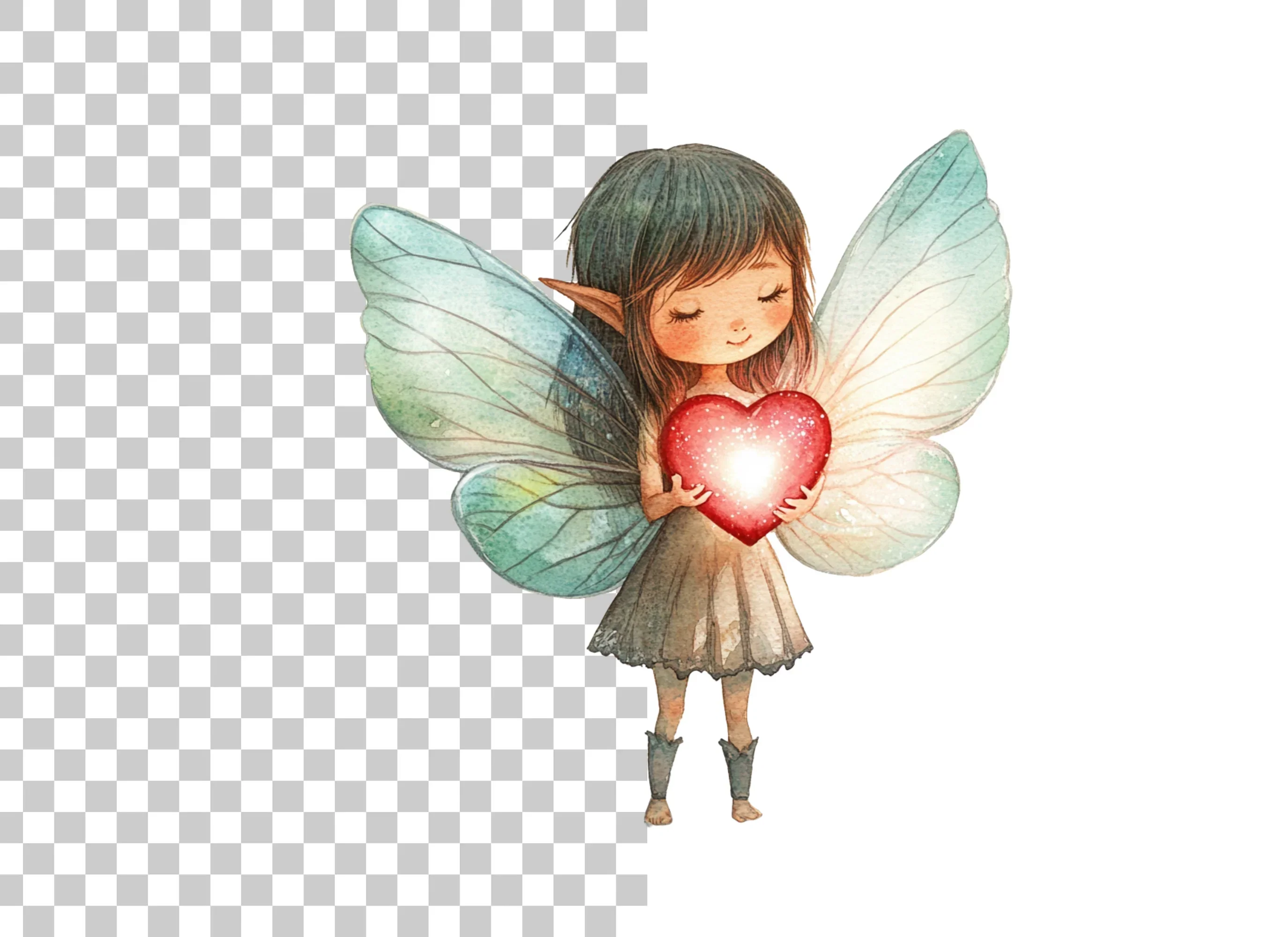 Cute Fairies with Glowing Hearts Clipart Bundle - Image 6