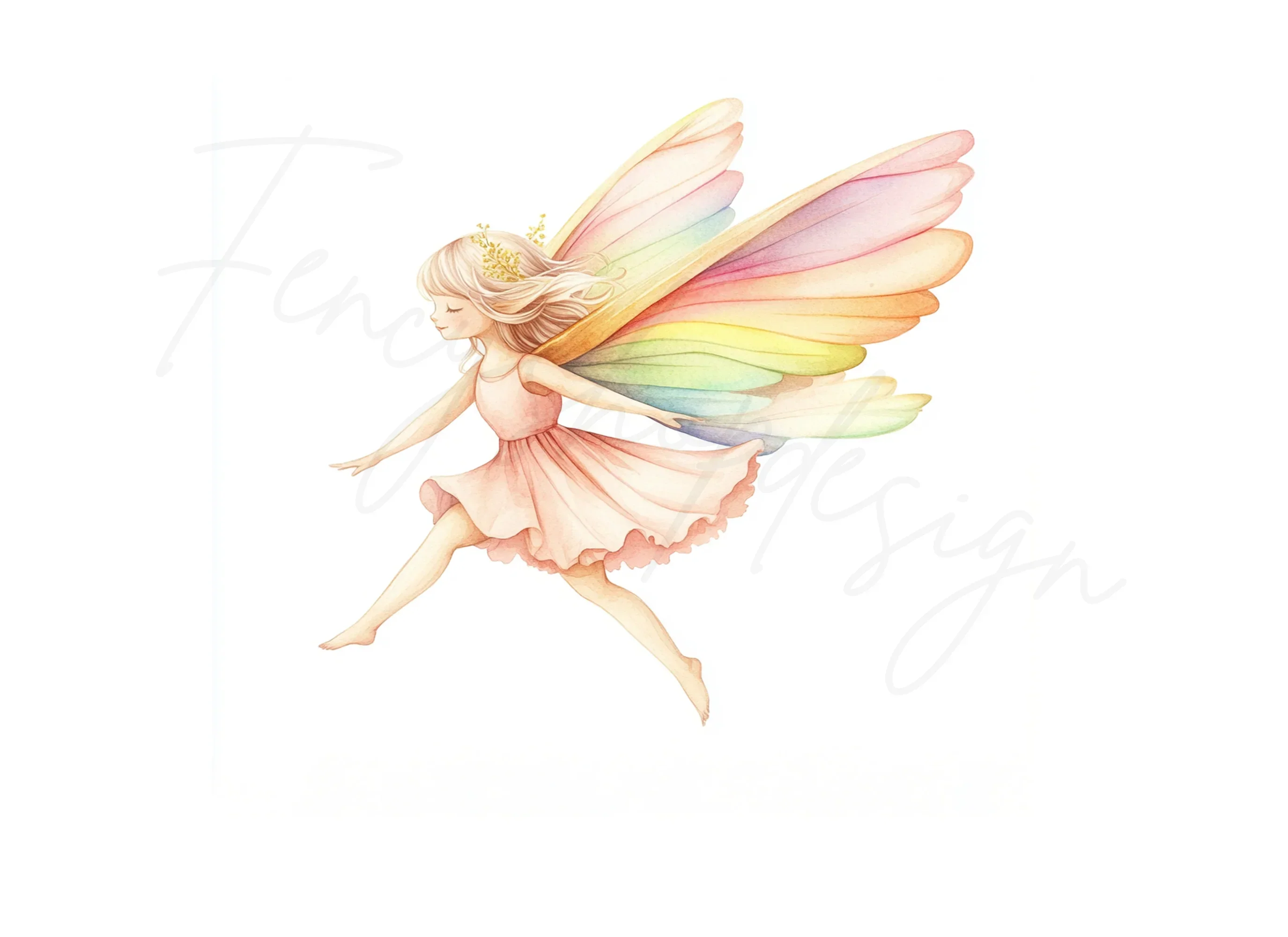 Cute Fairies with Rainbow Wings Clipart Bundle - Image 2