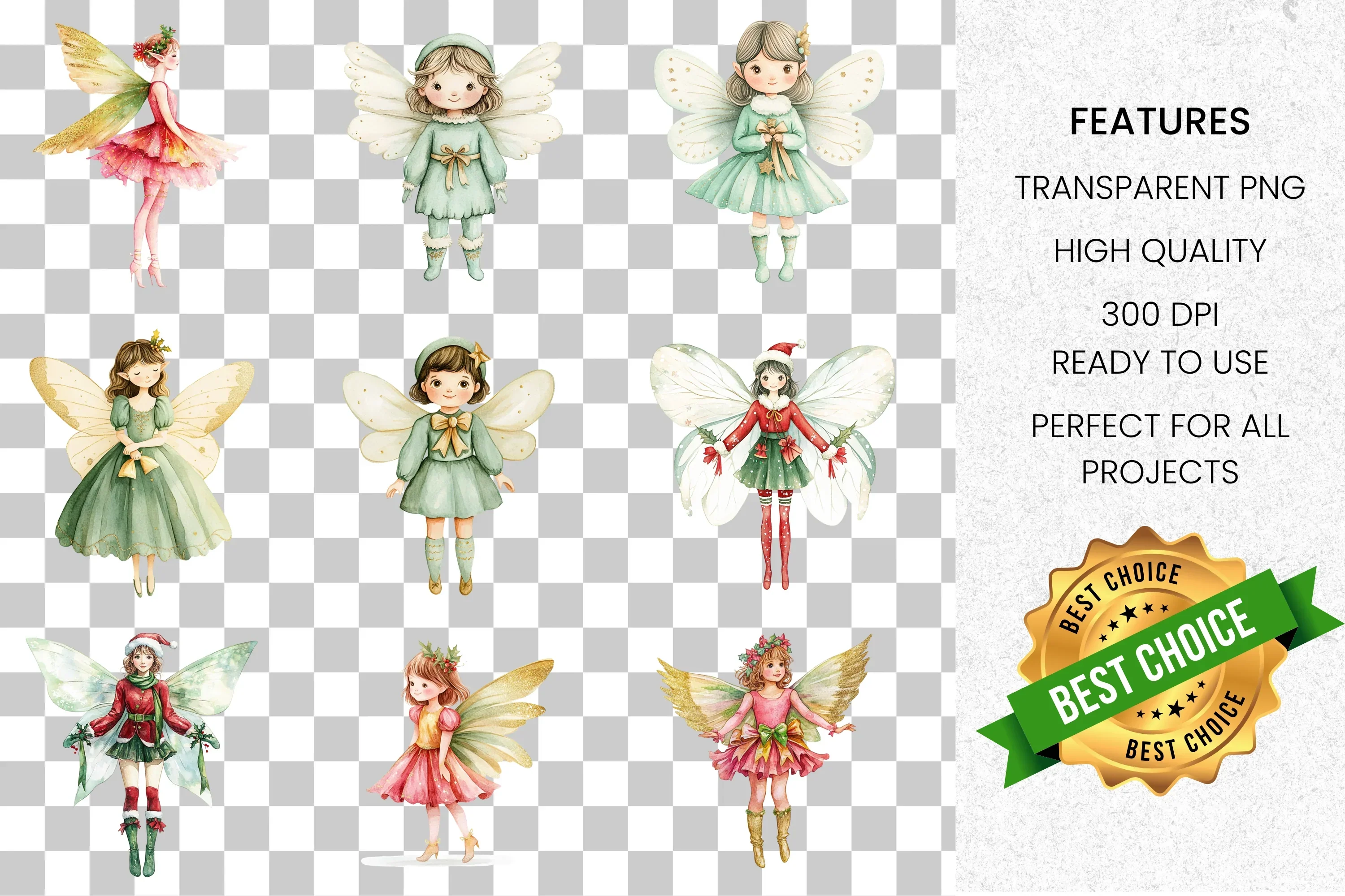 Cute Fairy Clipart Bundle - Image 2