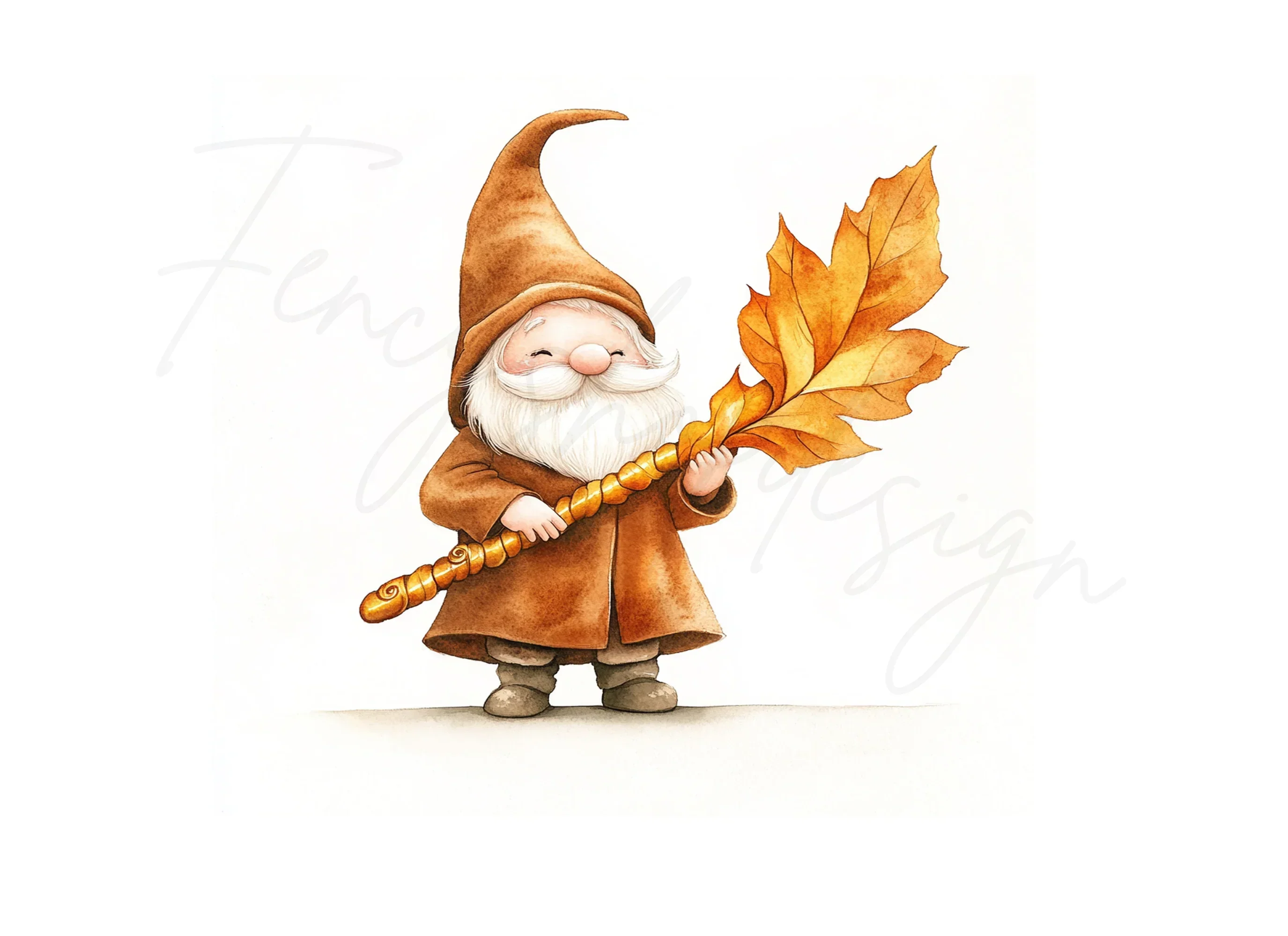 Cute Fall Gnomes with Maple Leaves Clipart Bundle - Image 2