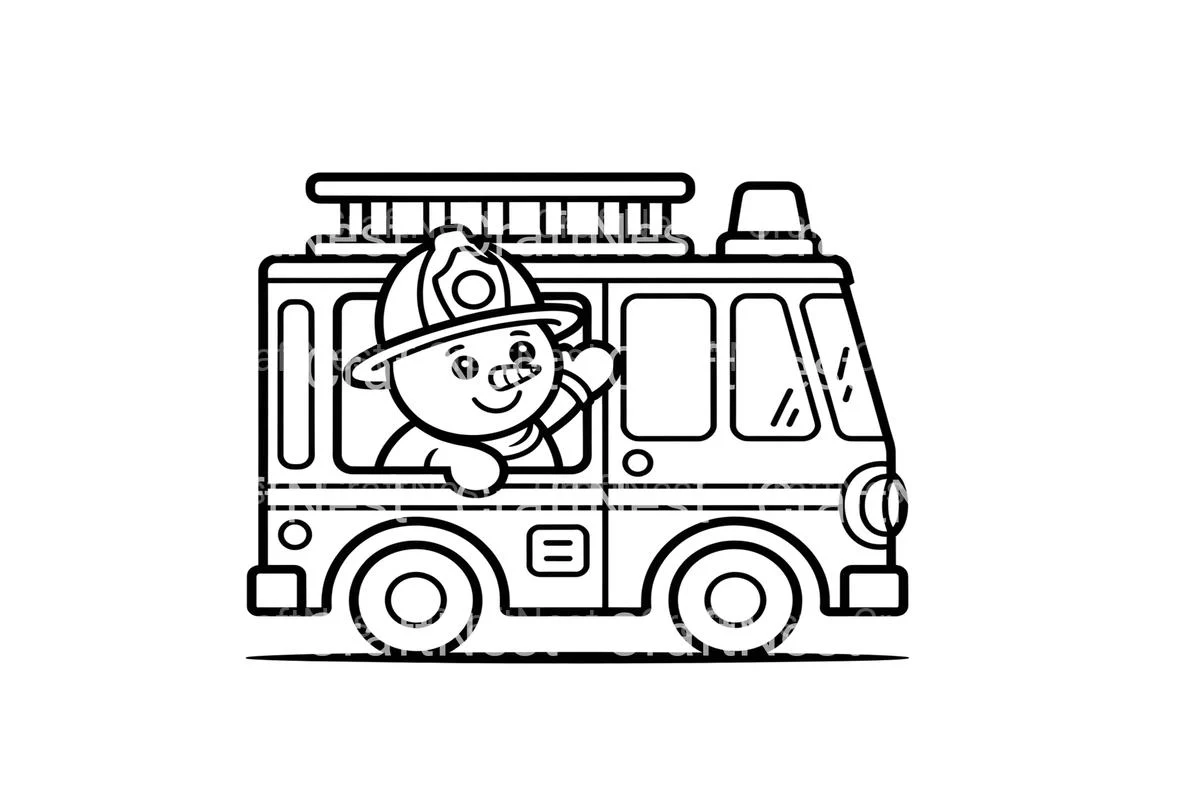 Cute Fire Truck and Snowman Driver Coloring Books - Image 2