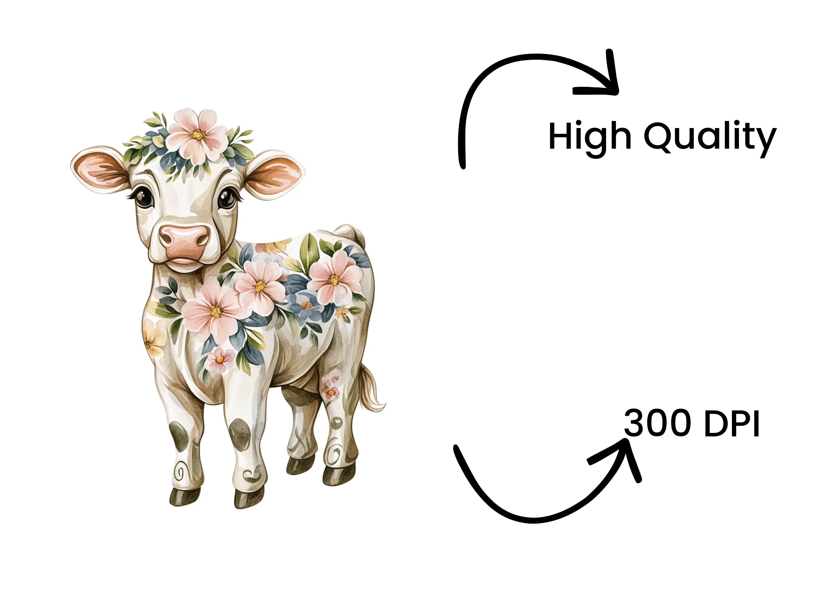 Cute Floral Calf Clipart Bundle - Image 4