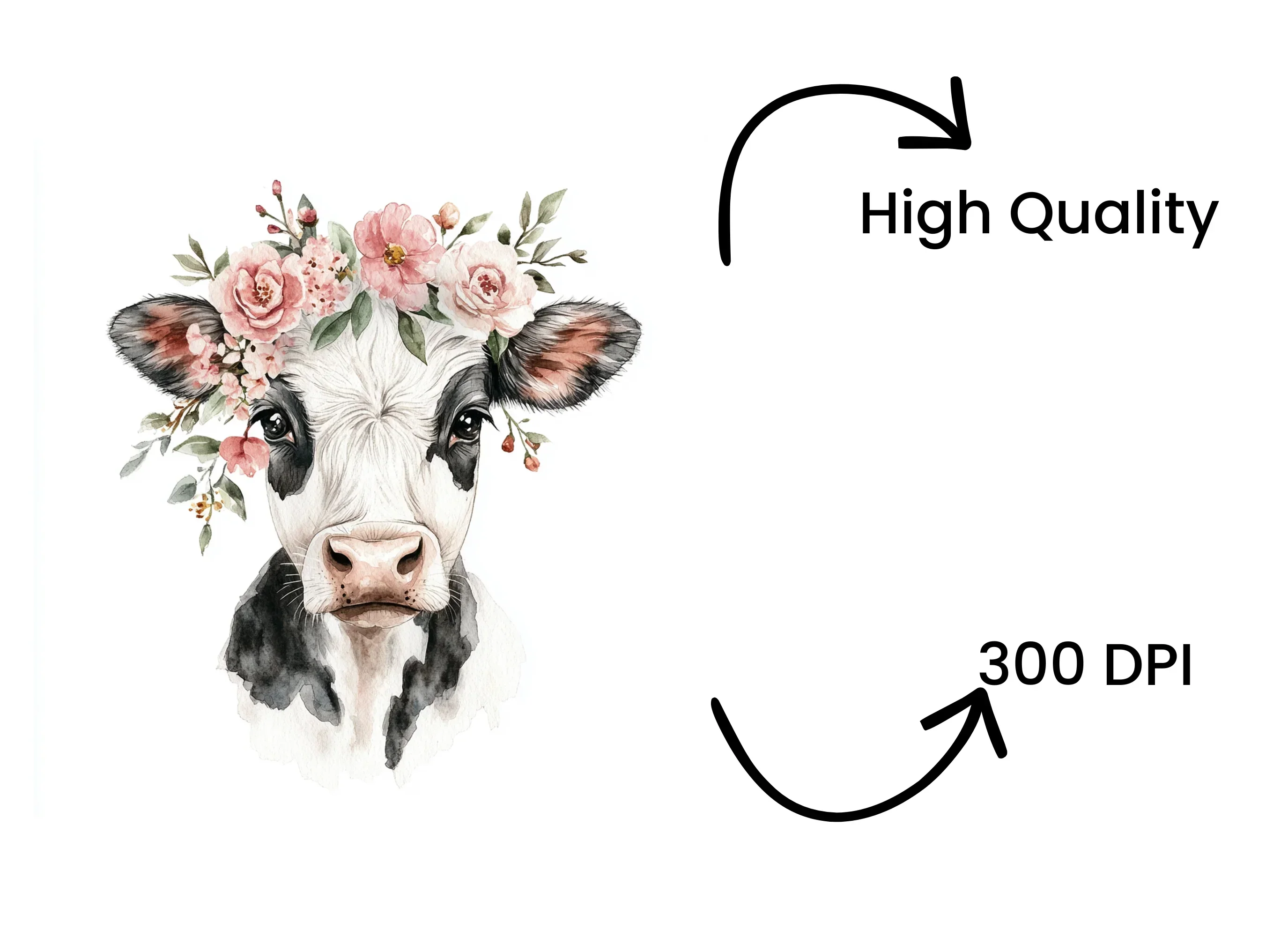 Cute Floral Cow Head Clipart Bundle - Image 4