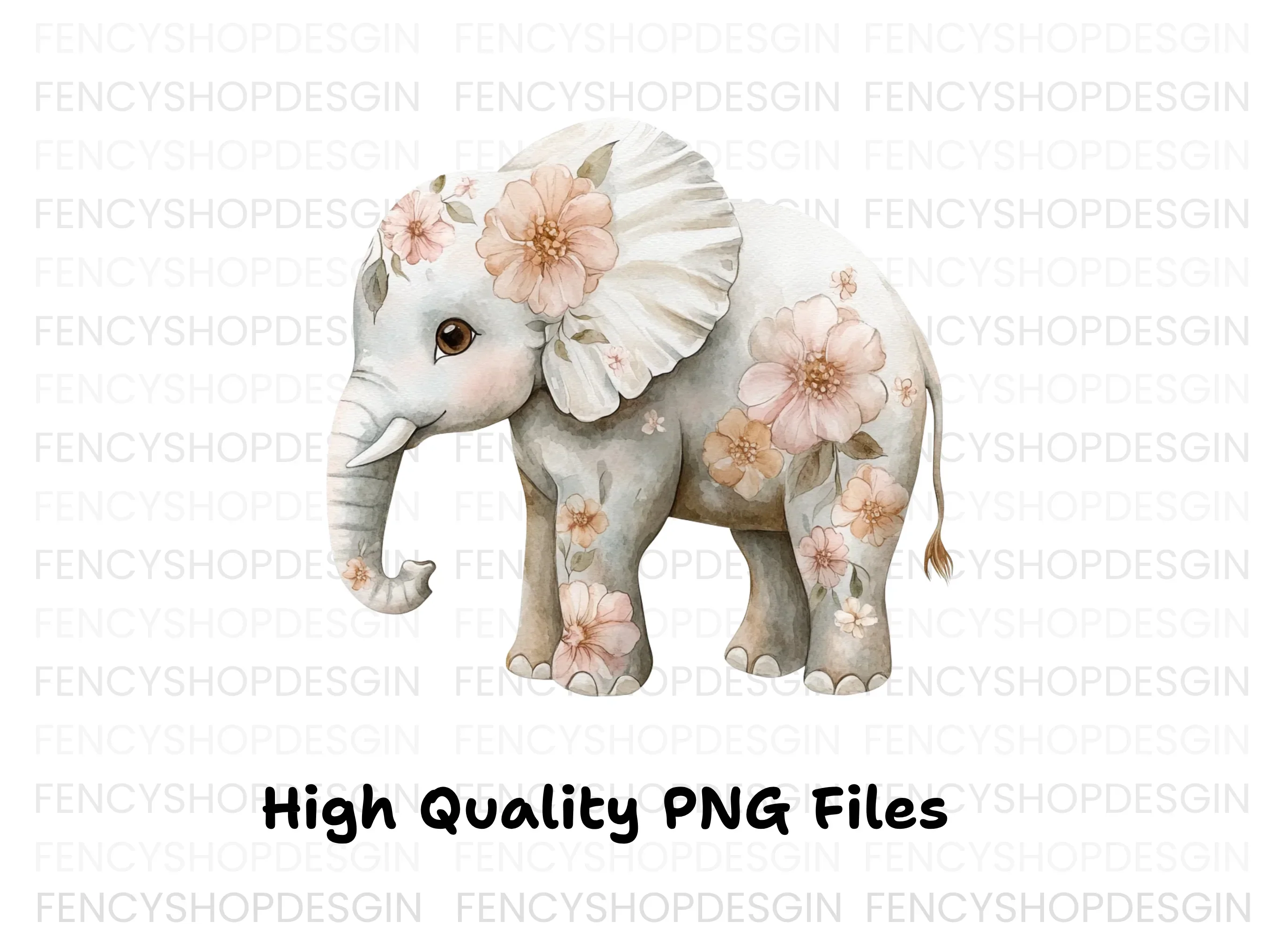 Cute Floral Elephant Clipart Bundle - Image 2