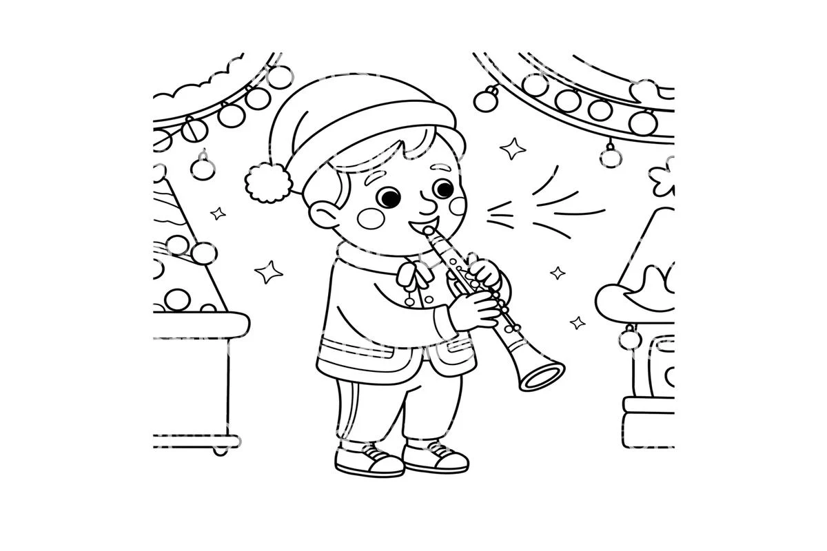 Cute Flutist Christmas Coloring Books - Image 3