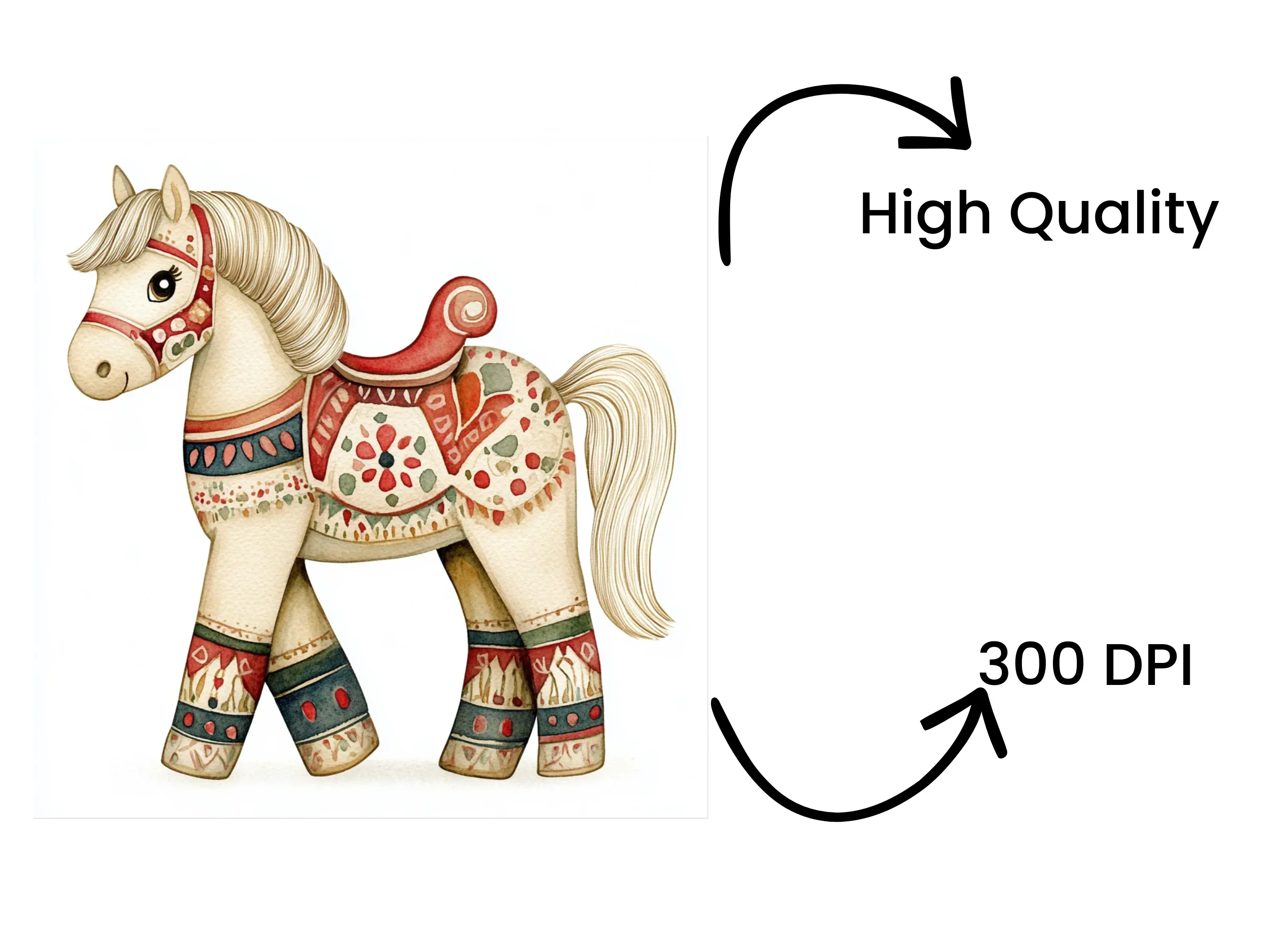 Cute Folk Horse Clipart Bundle - Image 4