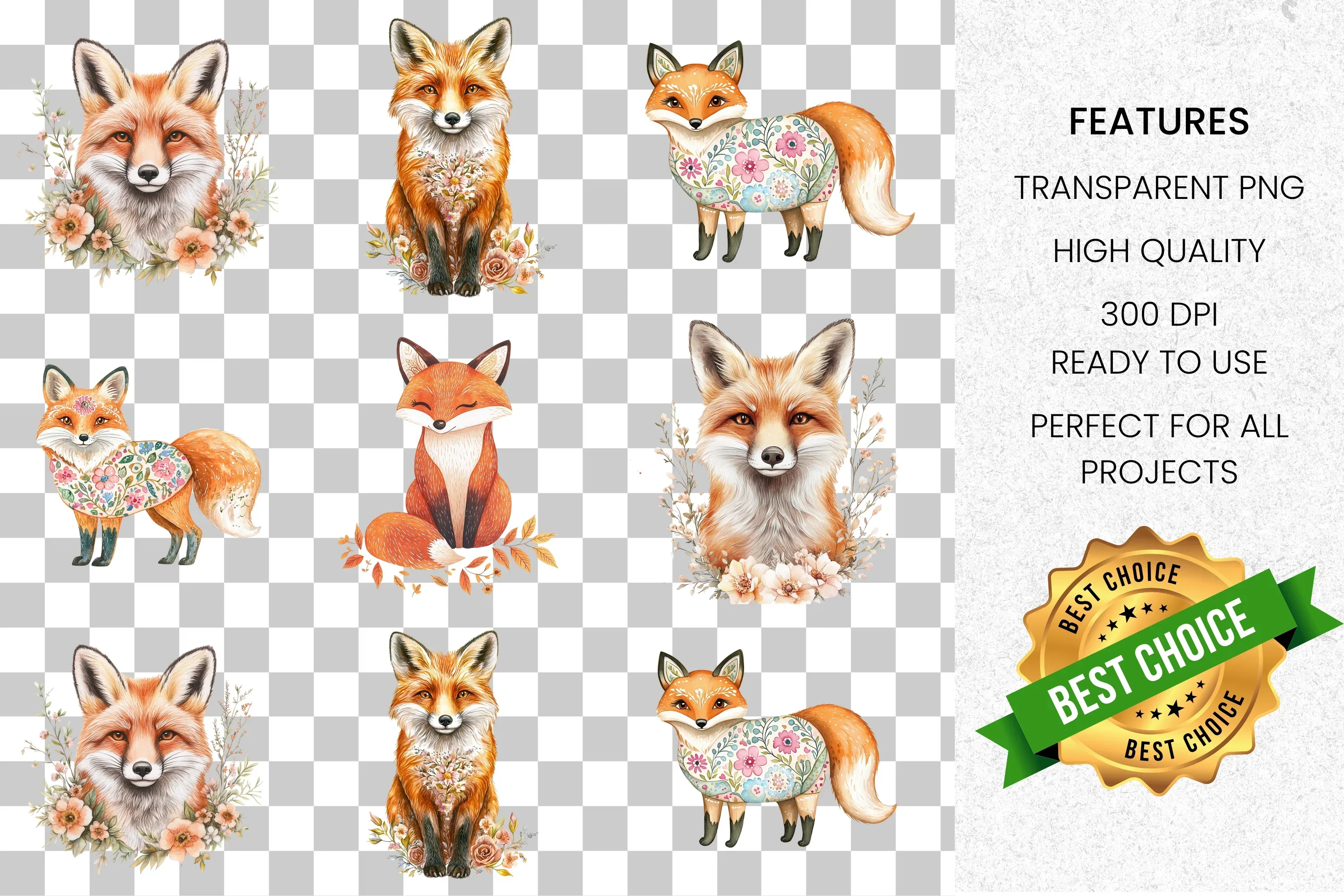 Cute Fox Clipart Bundle - Image 8