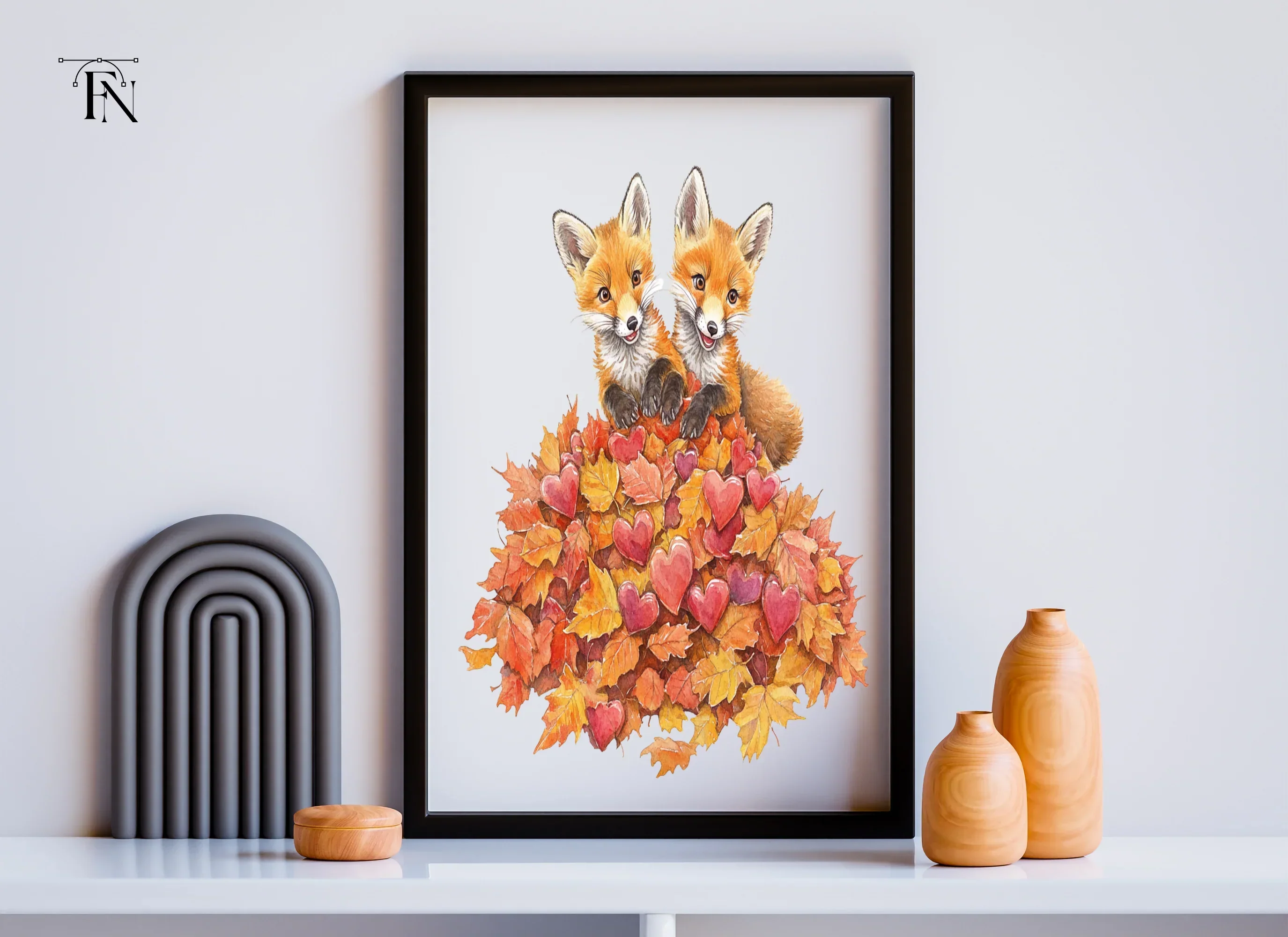 Cute Fox Cubs in Autumn Leaves Clipart Bundle - Image 3