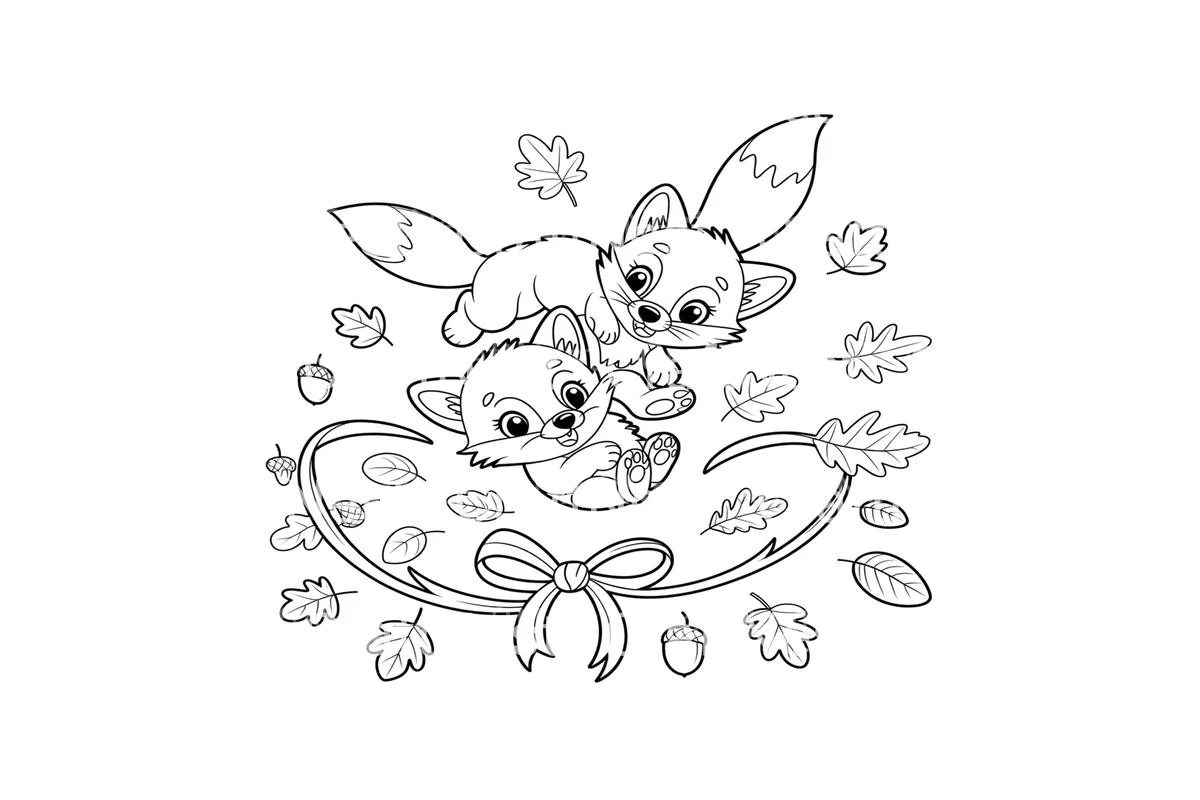 Cute Fox Family Autumn Coloring Books - Image 3