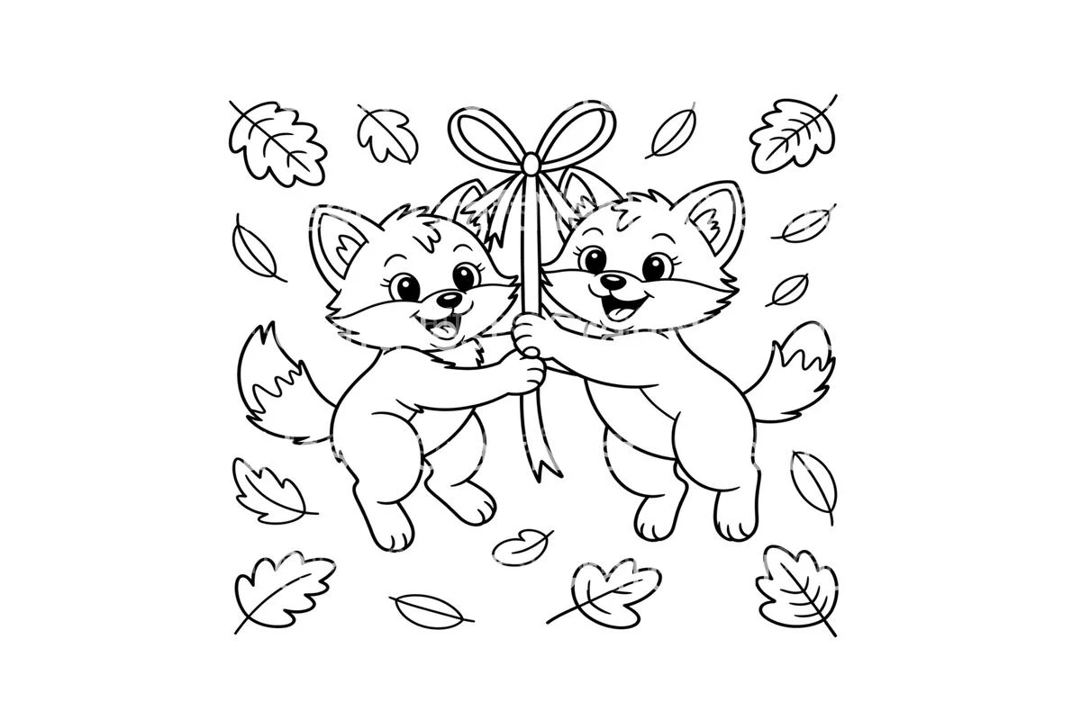 Cute Fox Family Autumn Coloring Books - Image 4
