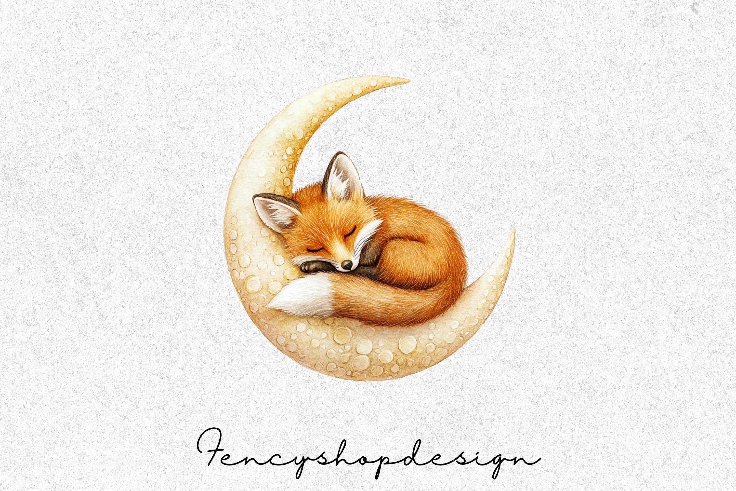 Cute Fox Moon Nursery Clipart Bundle - Image 4