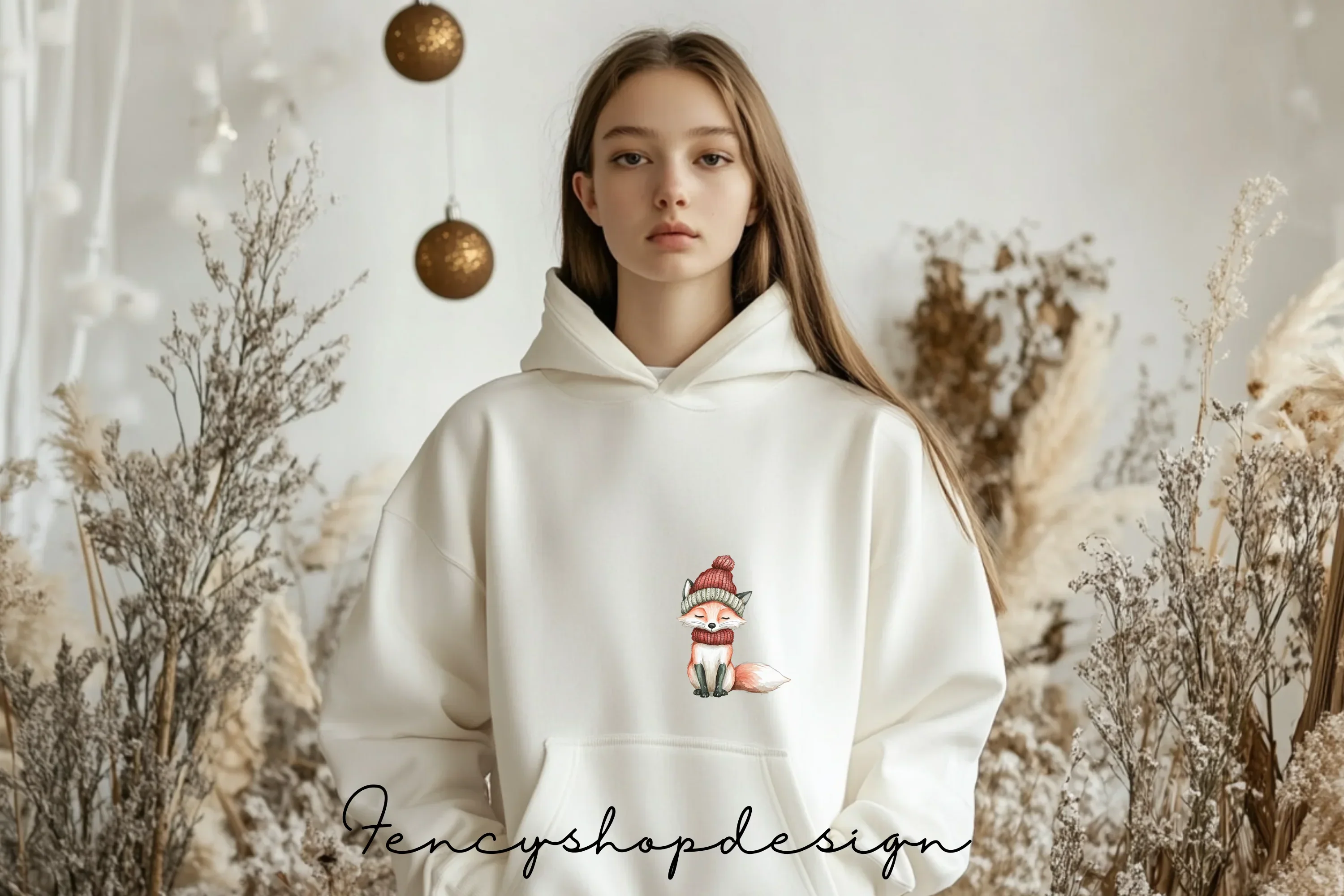 Cute Fox Winter Christmas Clipart Bundle - Image 5