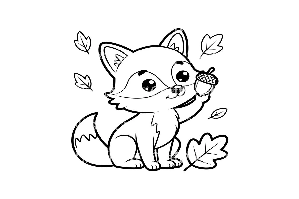 Cute Fox with Acorns Coloring Books - Image 3