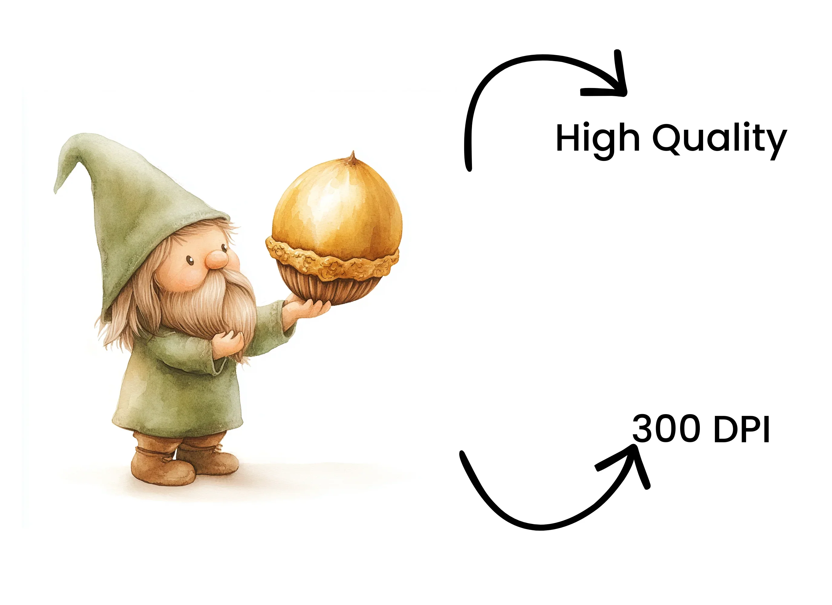 Cute Garden Gnome with Golden Acorn Clipart Bundle - Image 4