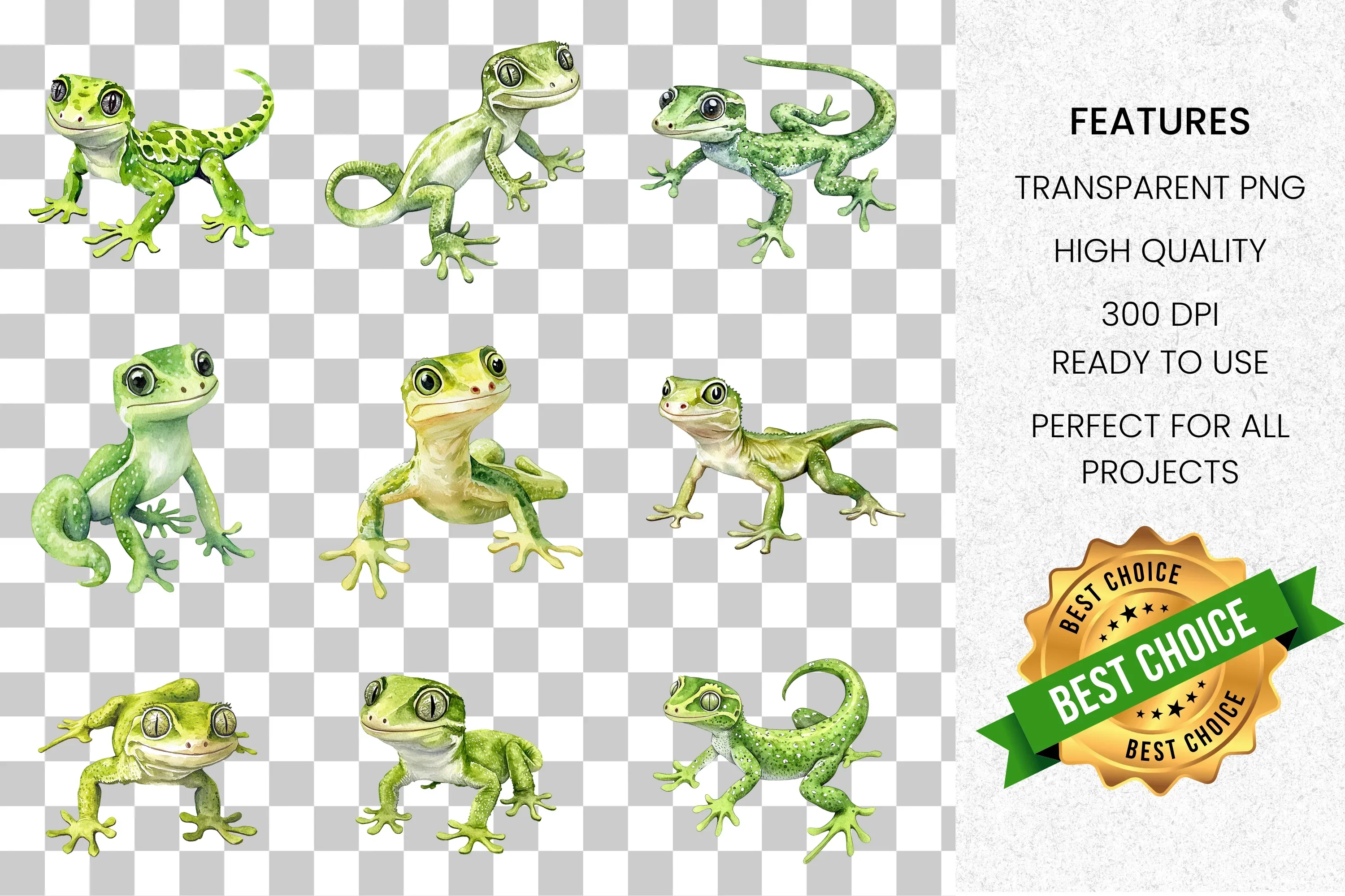 Cute Gecko Clipart Bundle - Image 2
