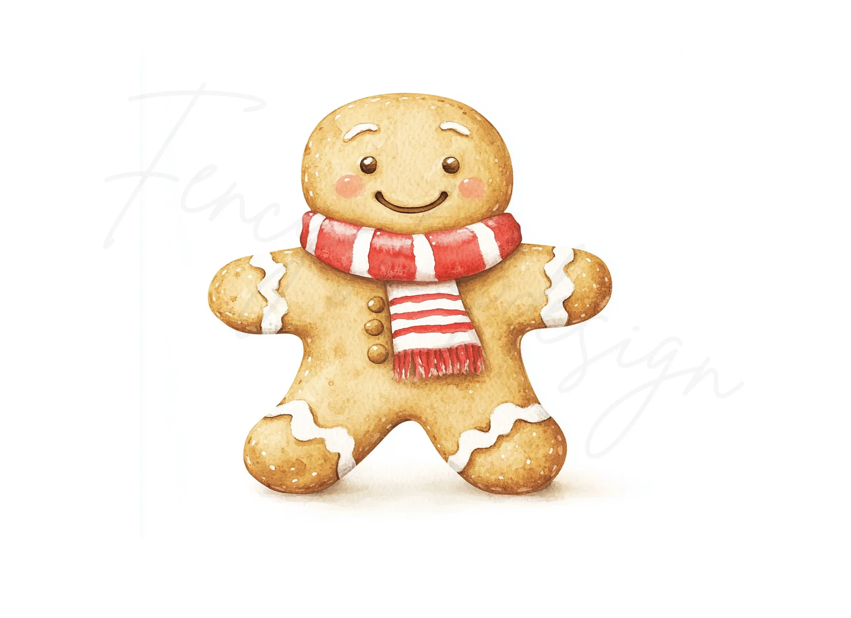 Cute Gingerbread Man with Scarf Clipart Bundle - Image 3