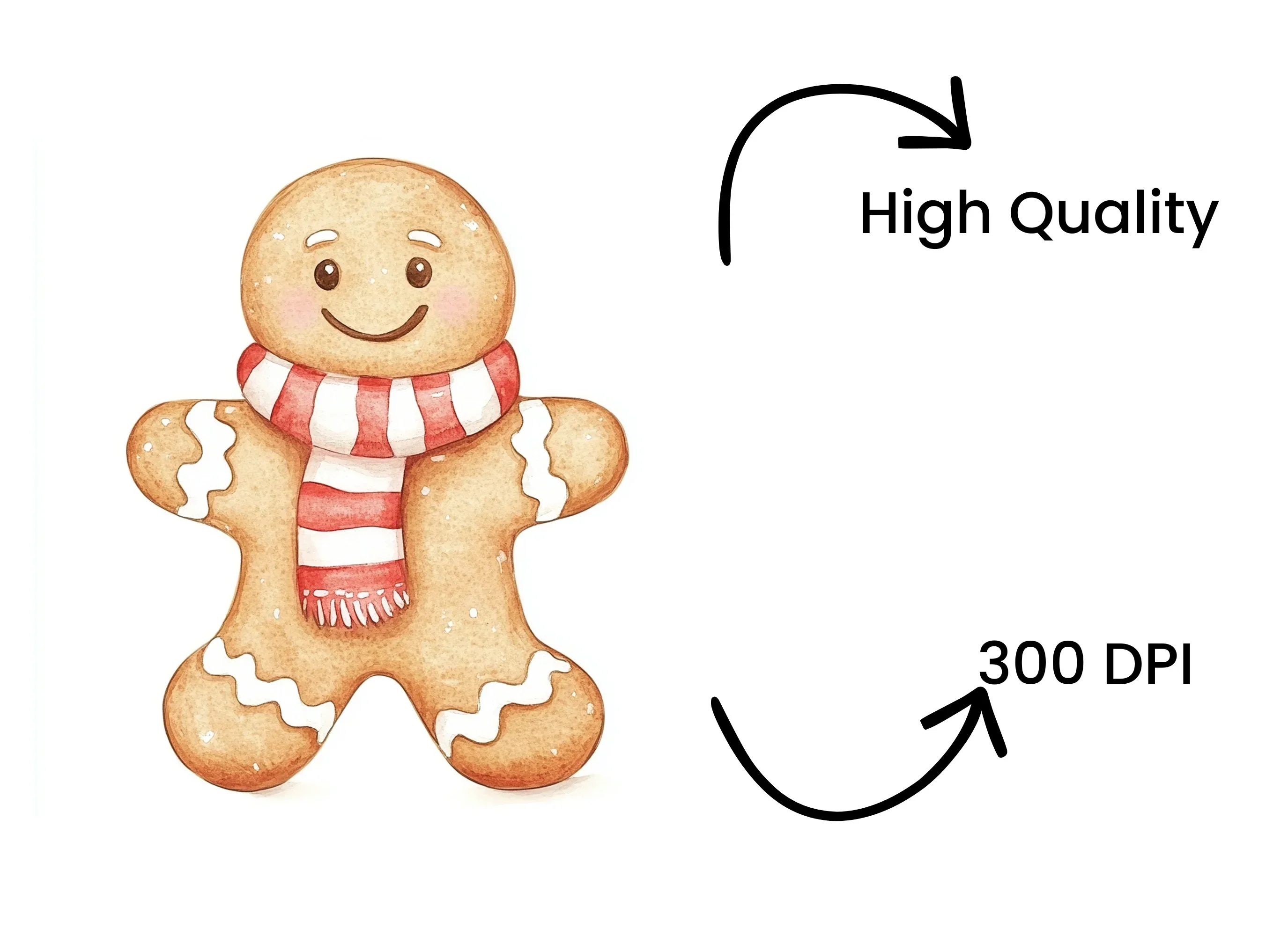 Cute Gingerbread Man with Scarf Clipart Bundle - Image 4