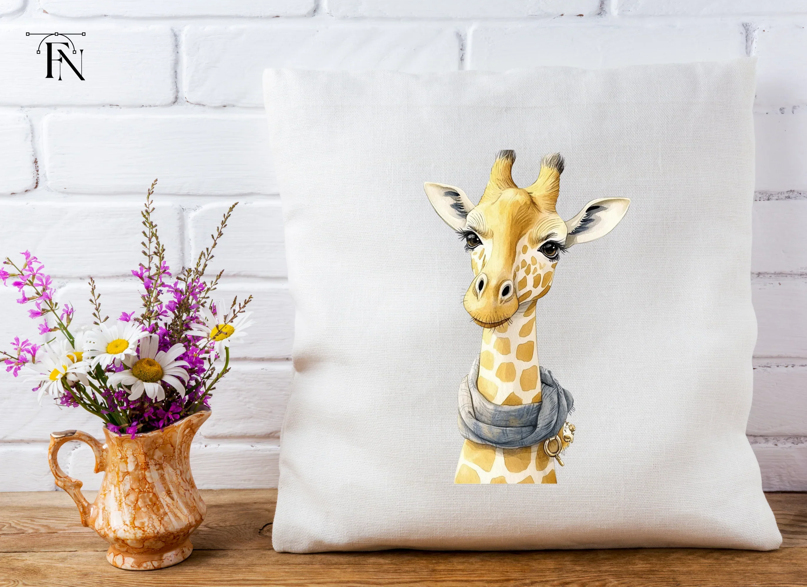Cute Giraffe with Scarf Clipart Bundle - Image 3