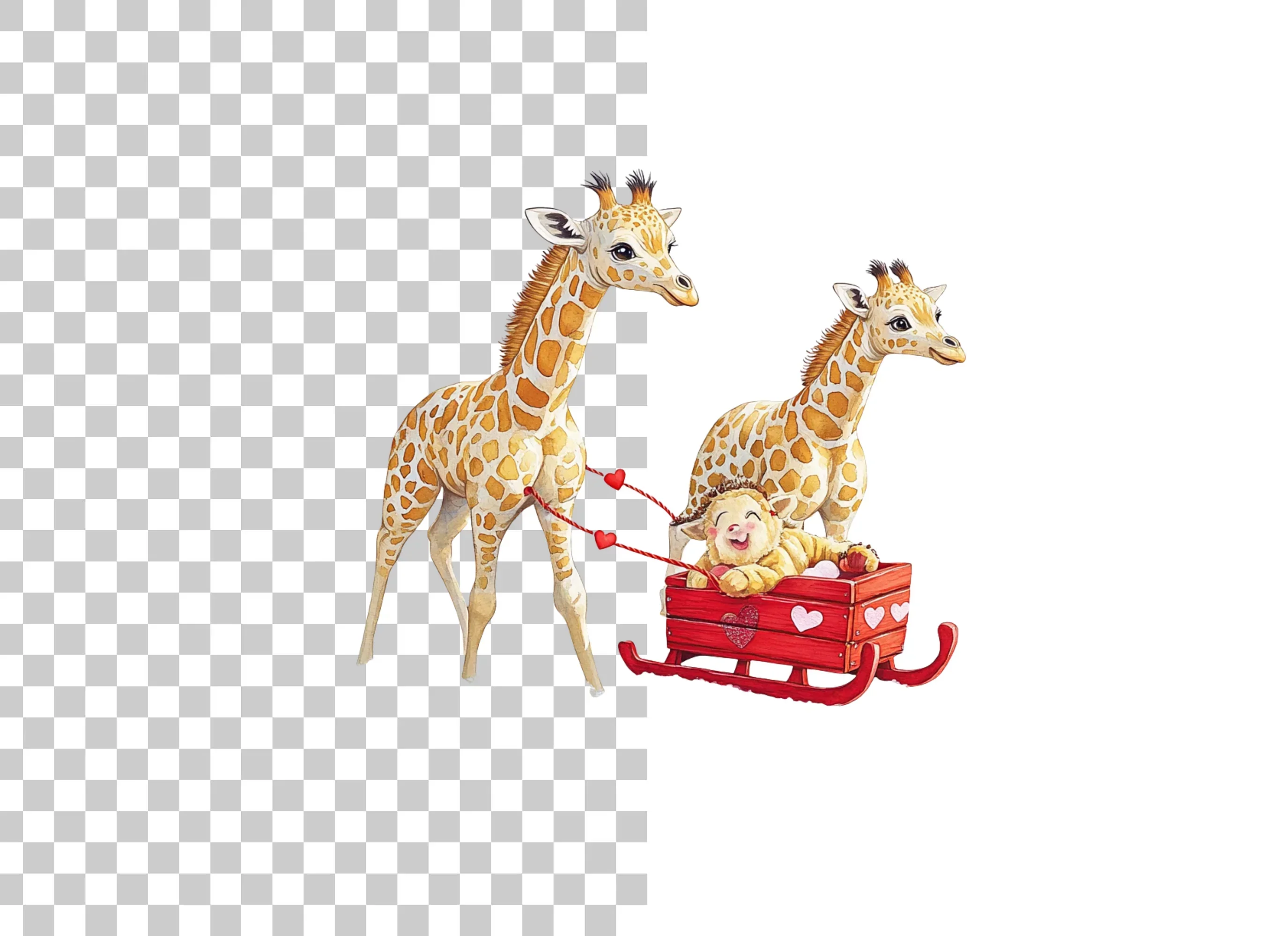 Cute Giraffes with Sleigh Clipart Bundle - Image 2
