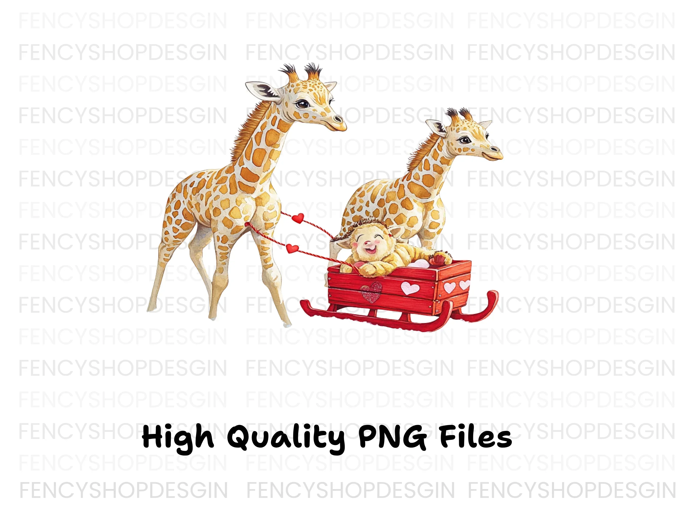 Cute Giraffes with Sleigh Clipart Bundle - Image 3