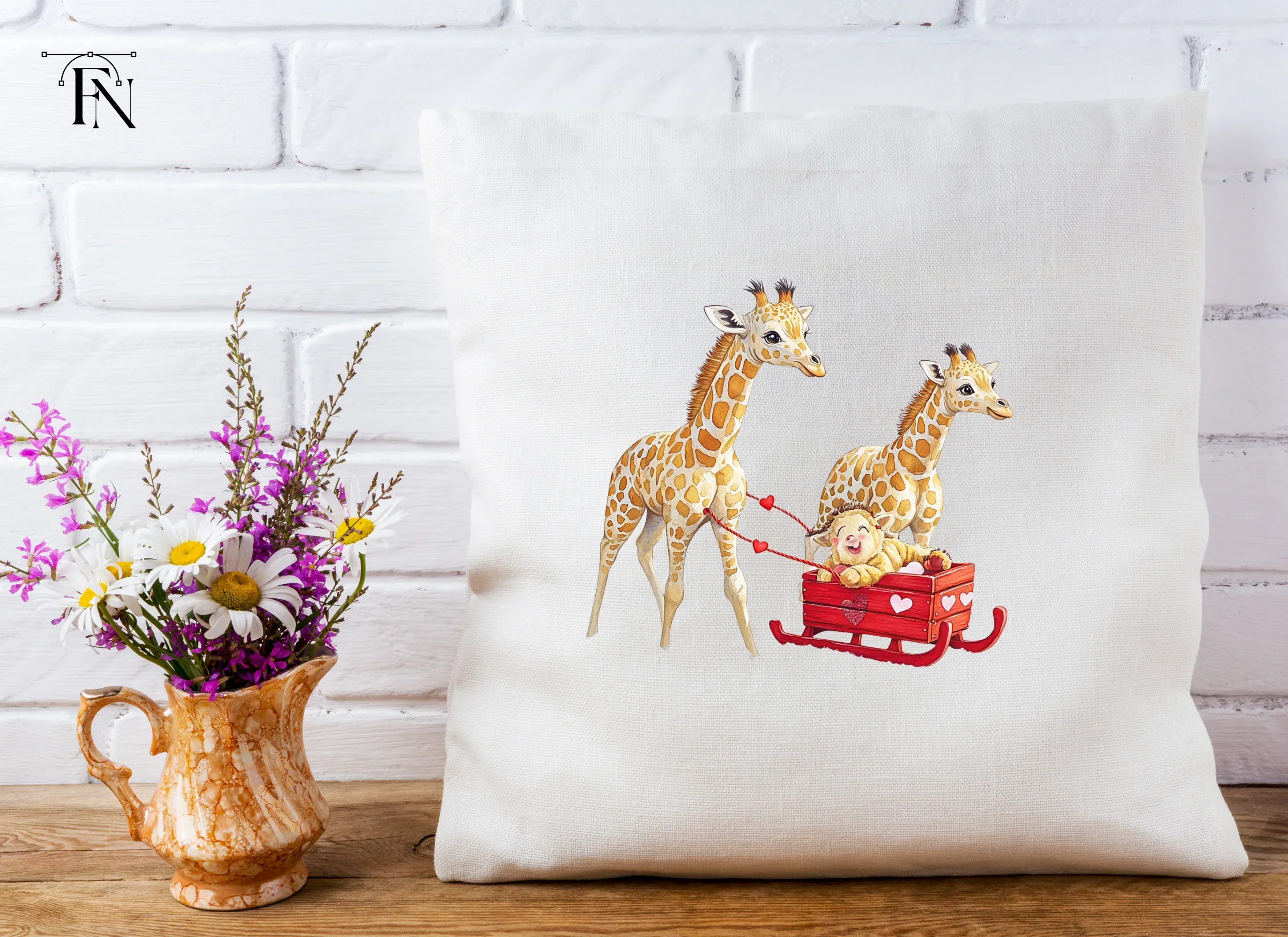 Cute Giraffes with Sleigh Clipart Bundle - Image 5
