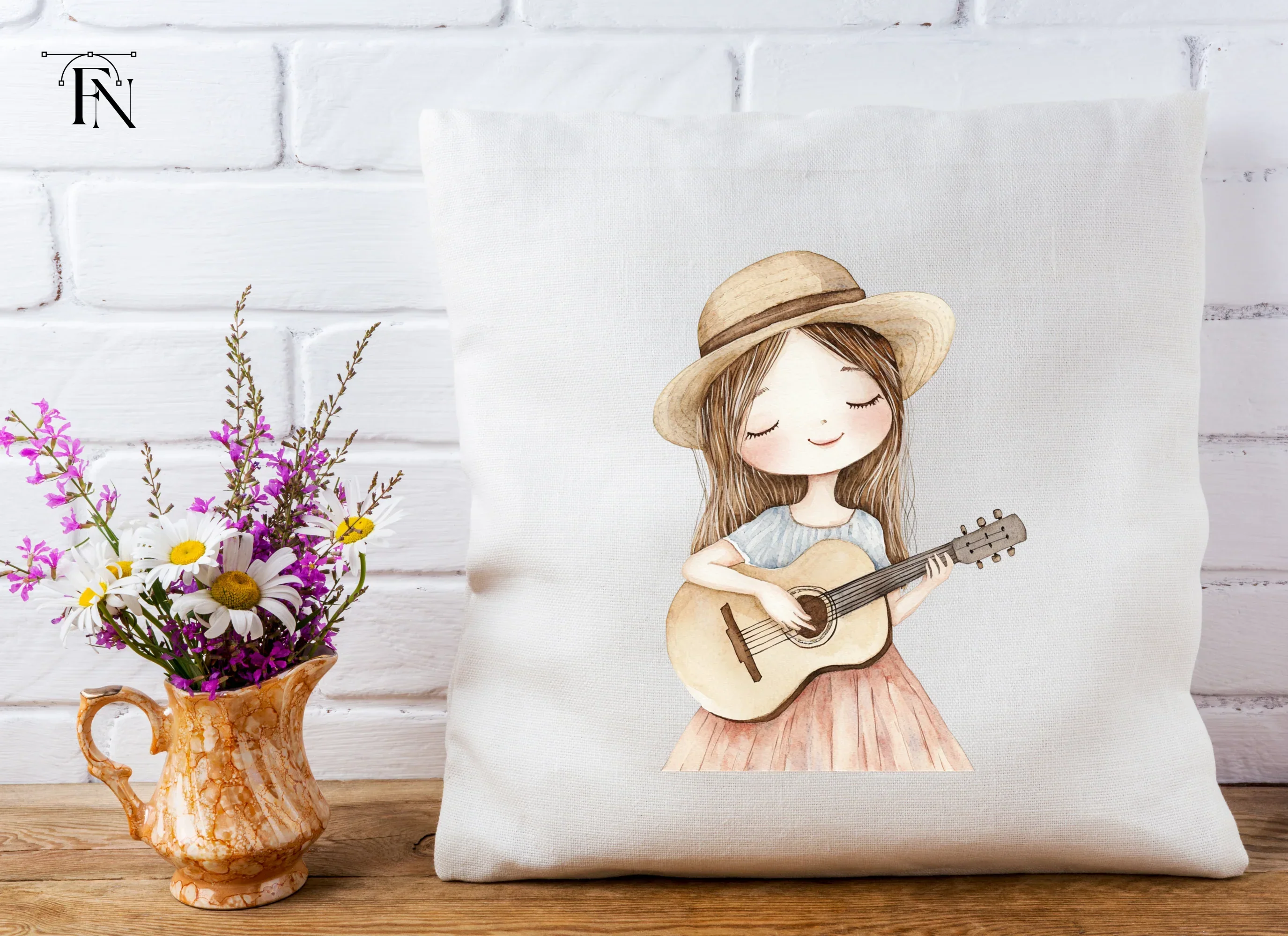 Cute Girl Playing Guitar Clipart Bundle - Image 5