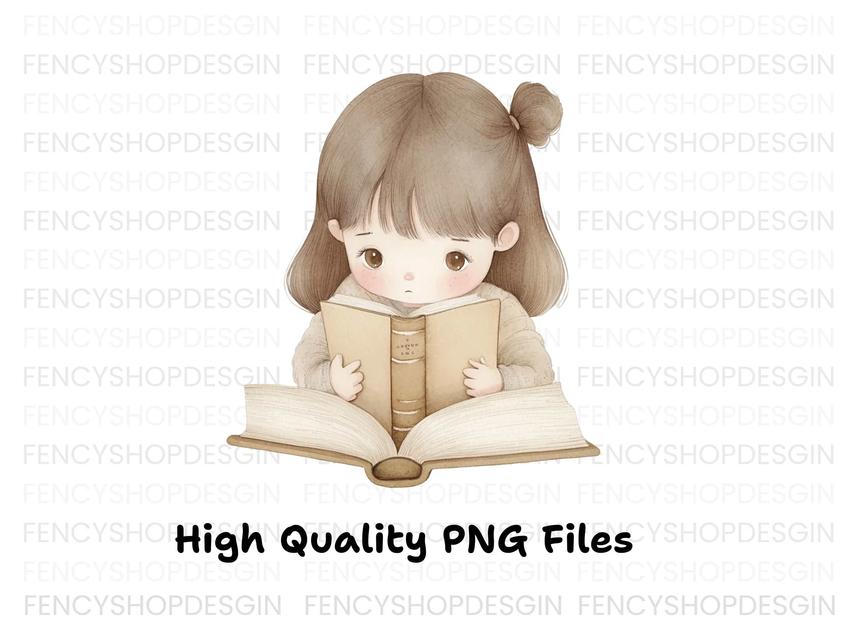 Cute Girl Reading Book Clipart Bundle - Image 2