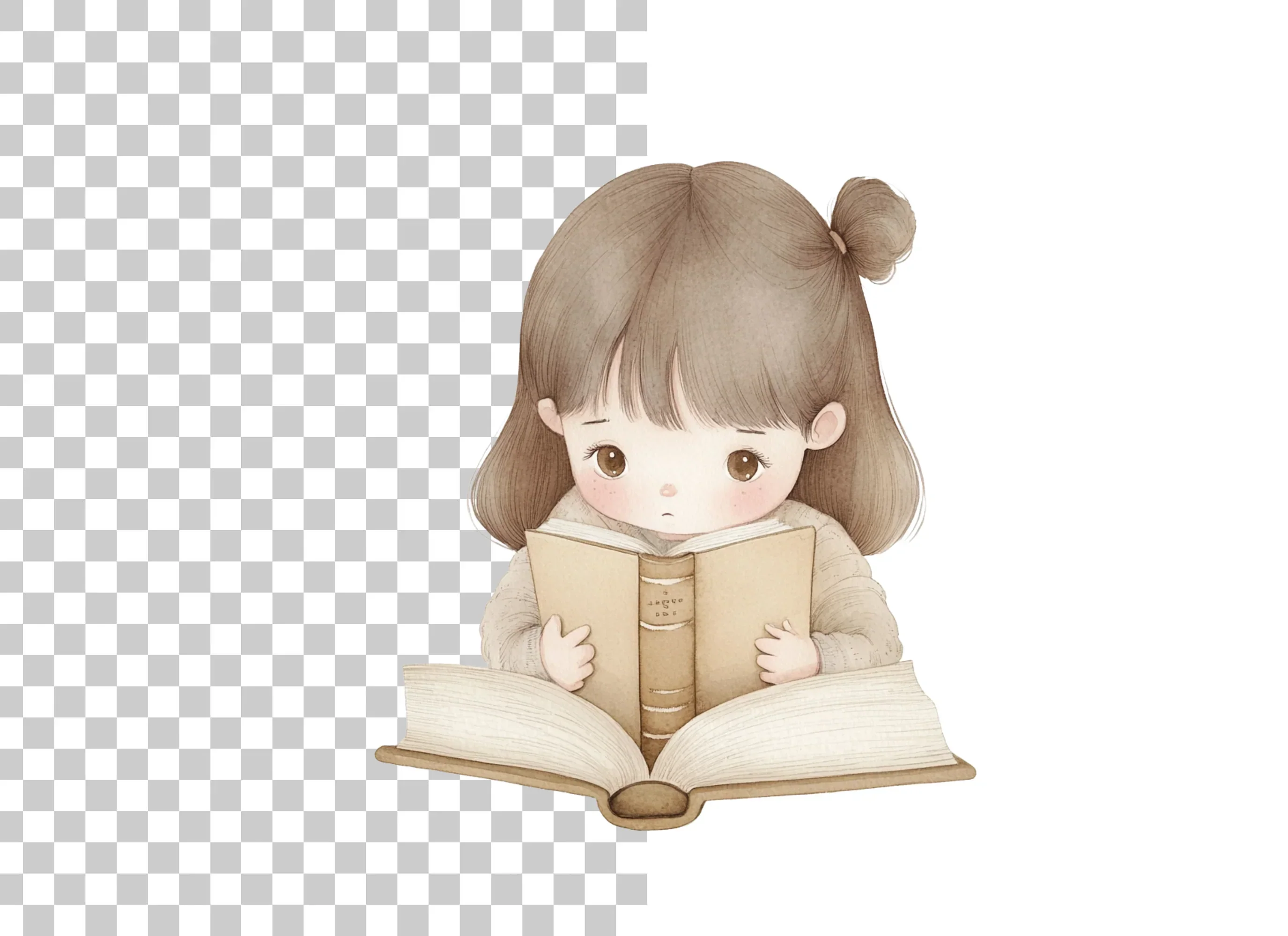 Cute Girl Reading Book Clipart Bundle - Image 6