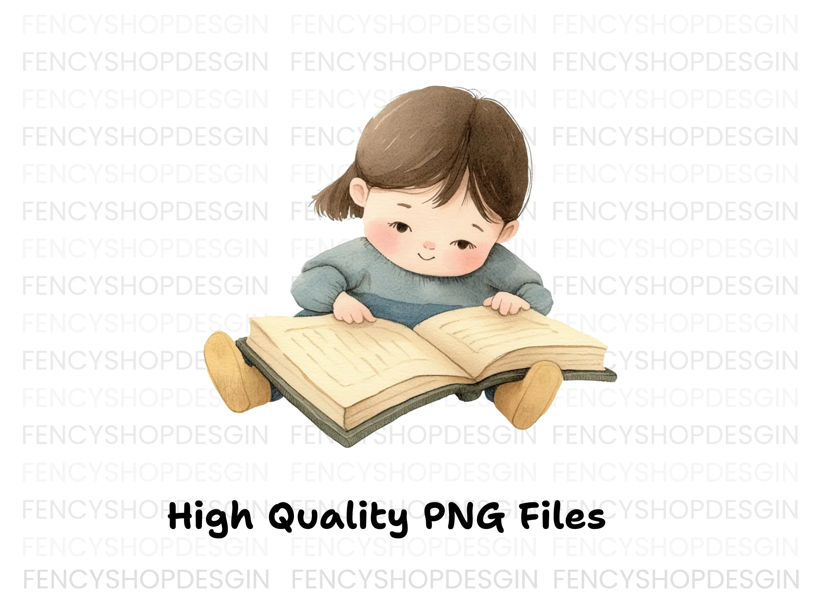 Cute Girl Reading Book Clipart Bundle - Image 2